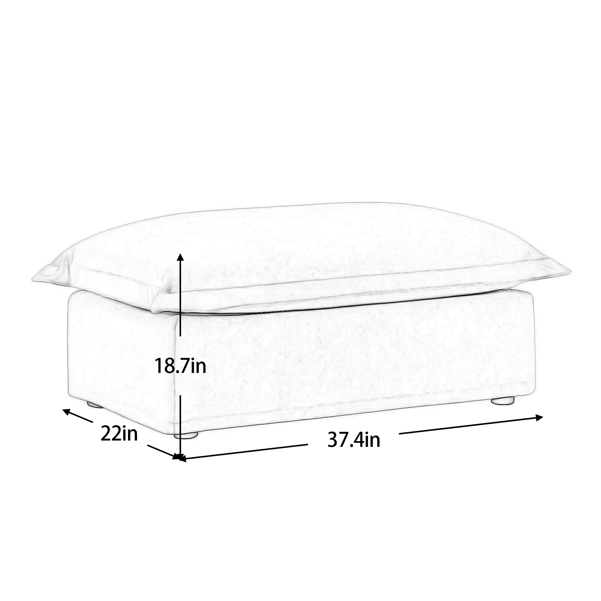 Walker Edison | Cloud Slipcovered Loveseat Sectional with Ottoman - Image 4