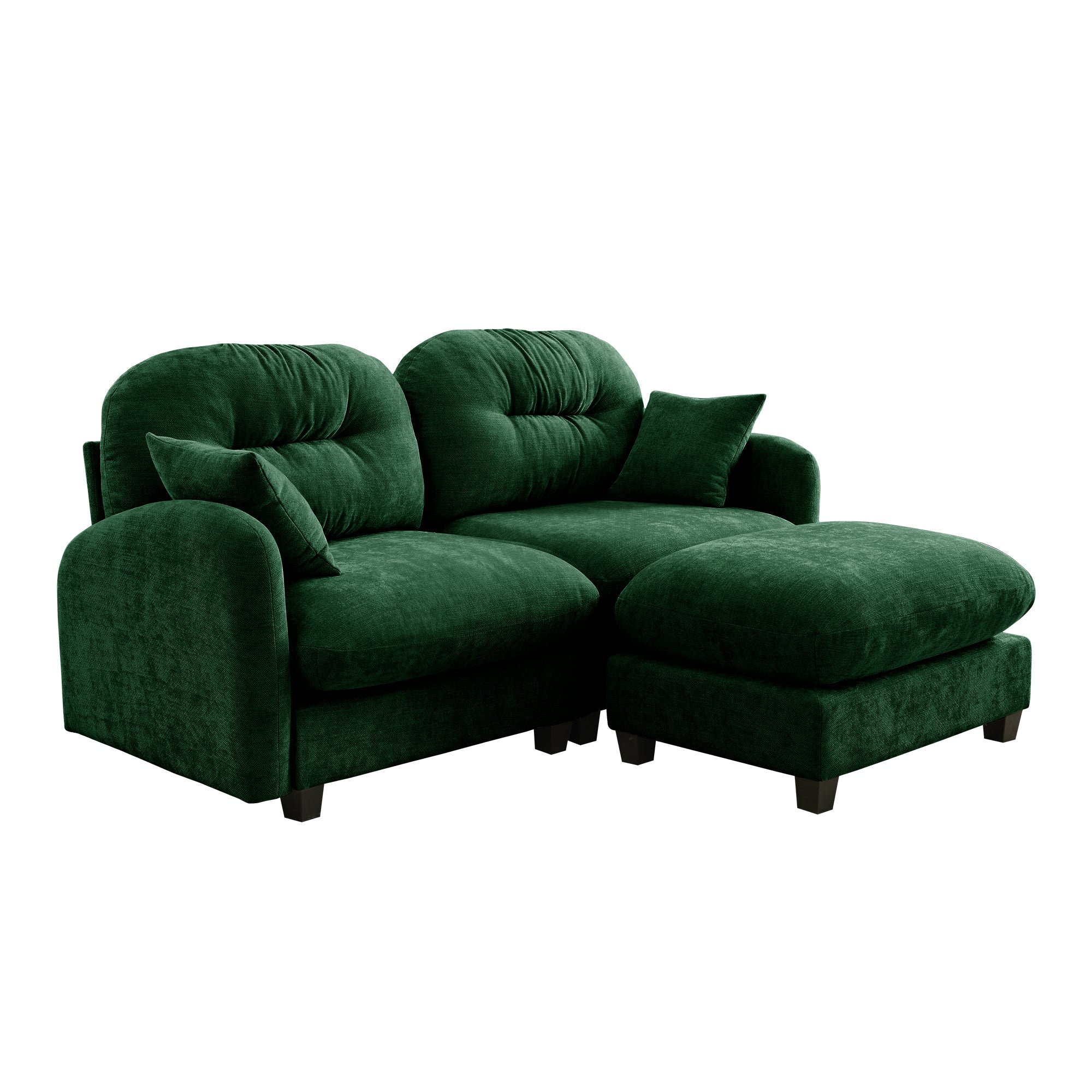 Cloud Tufted  Chenille Sectional Loveseat Sofa Couch With Ottoman - Image 13