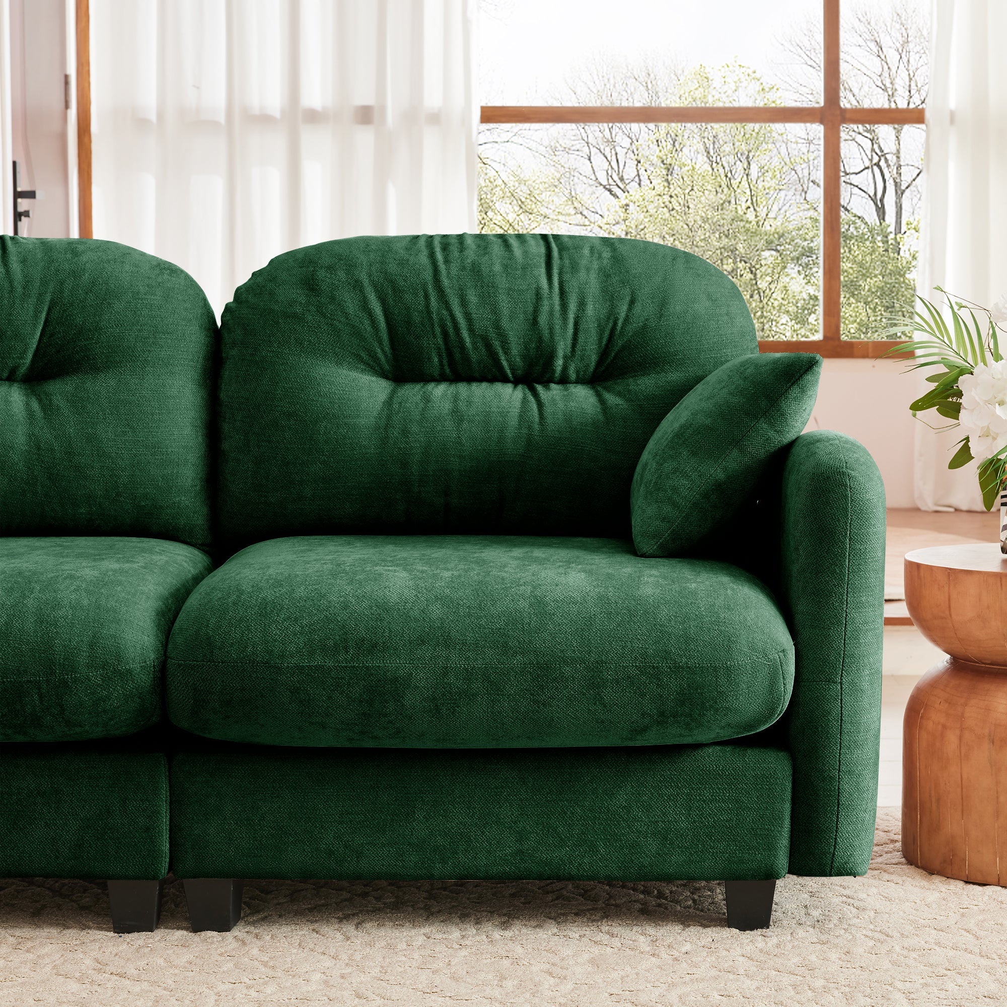 Cloud Tufted  Chenille Sectional Loveseat Sofa Couch With Ottoman - Image 16