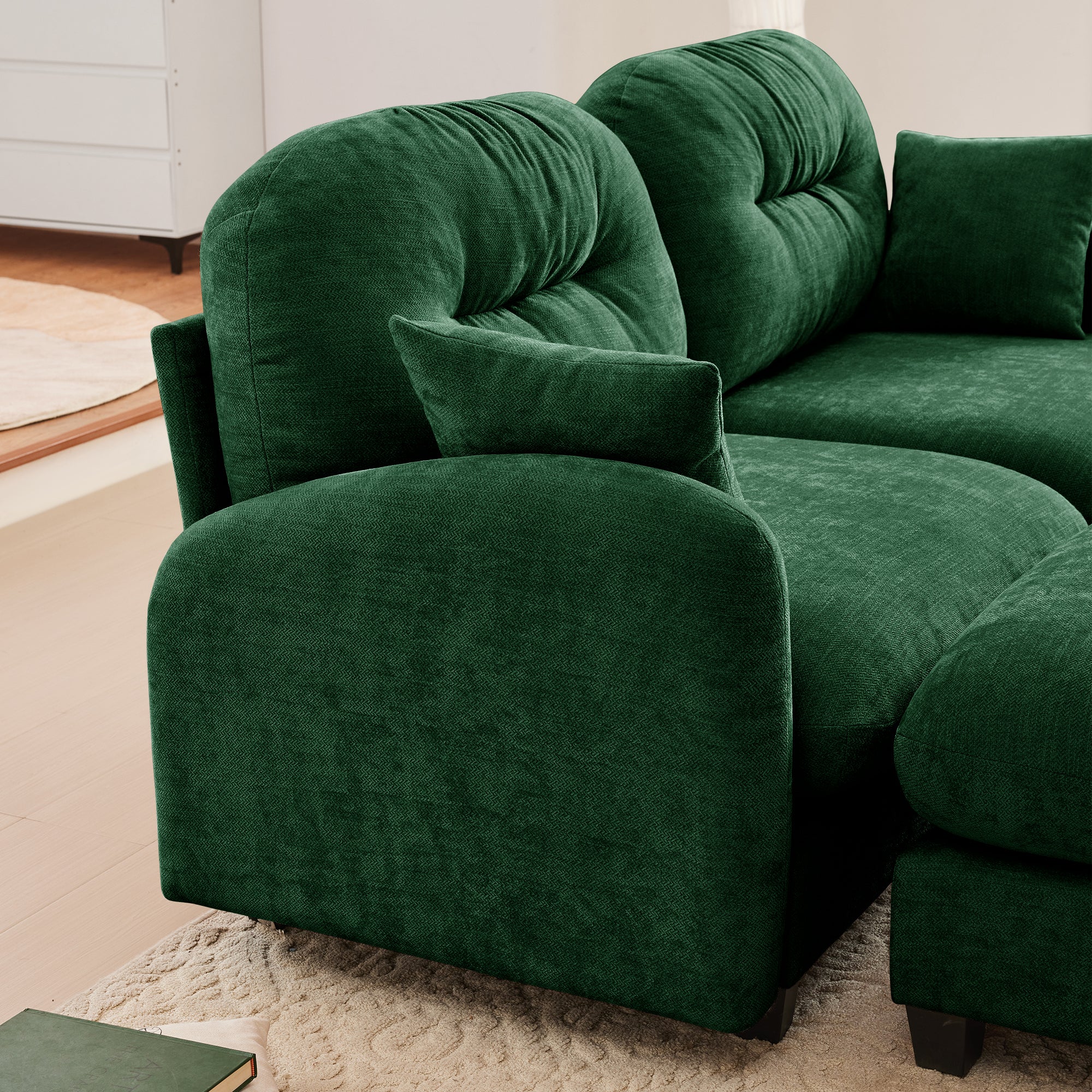 Cloud Tufted  Chenille Sectional Loveseat Sofa Couch With Ottoman - Image 17