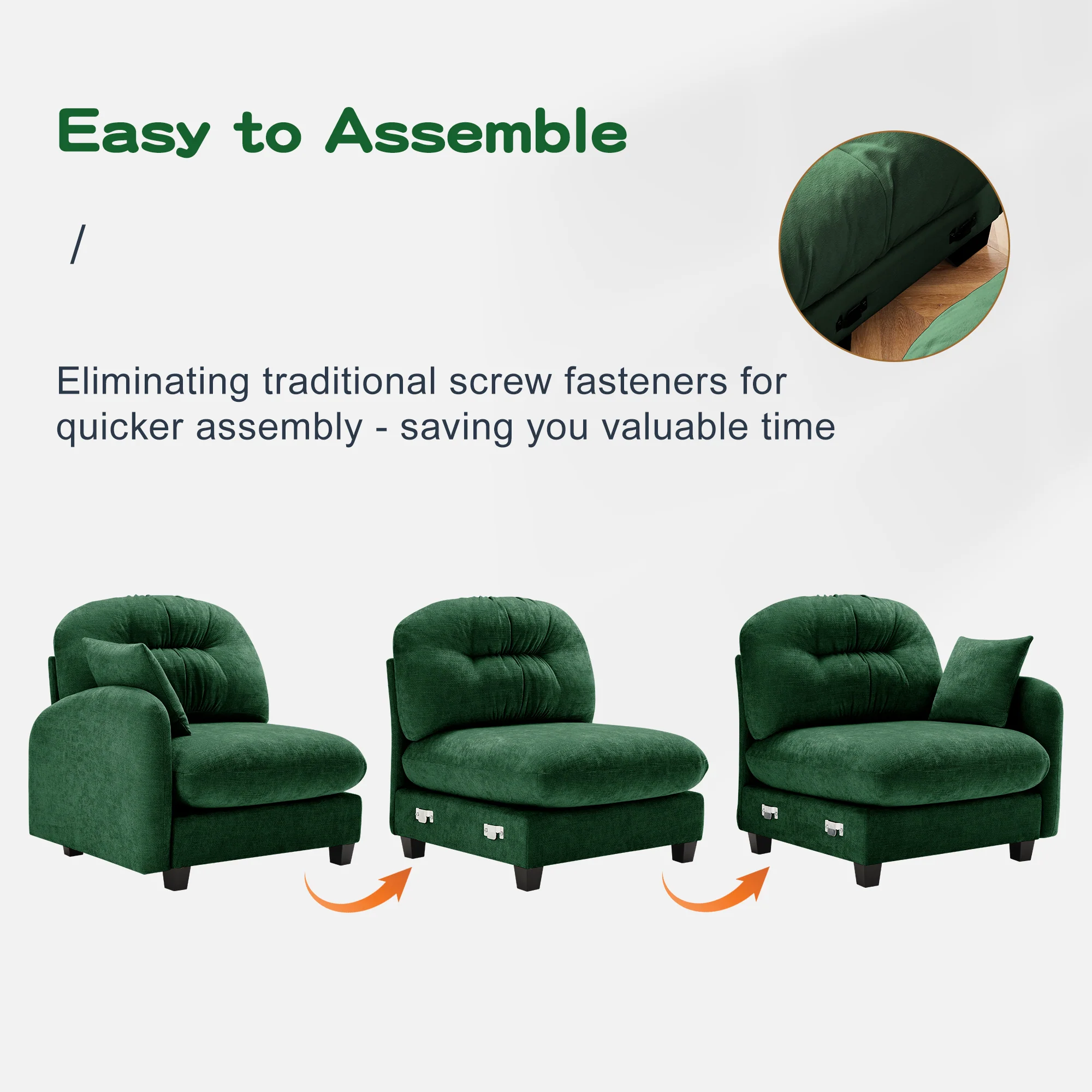 Cloud Tufted  Chenille Sectional Loveseat Sofa Couch With Ottoman - Image 9