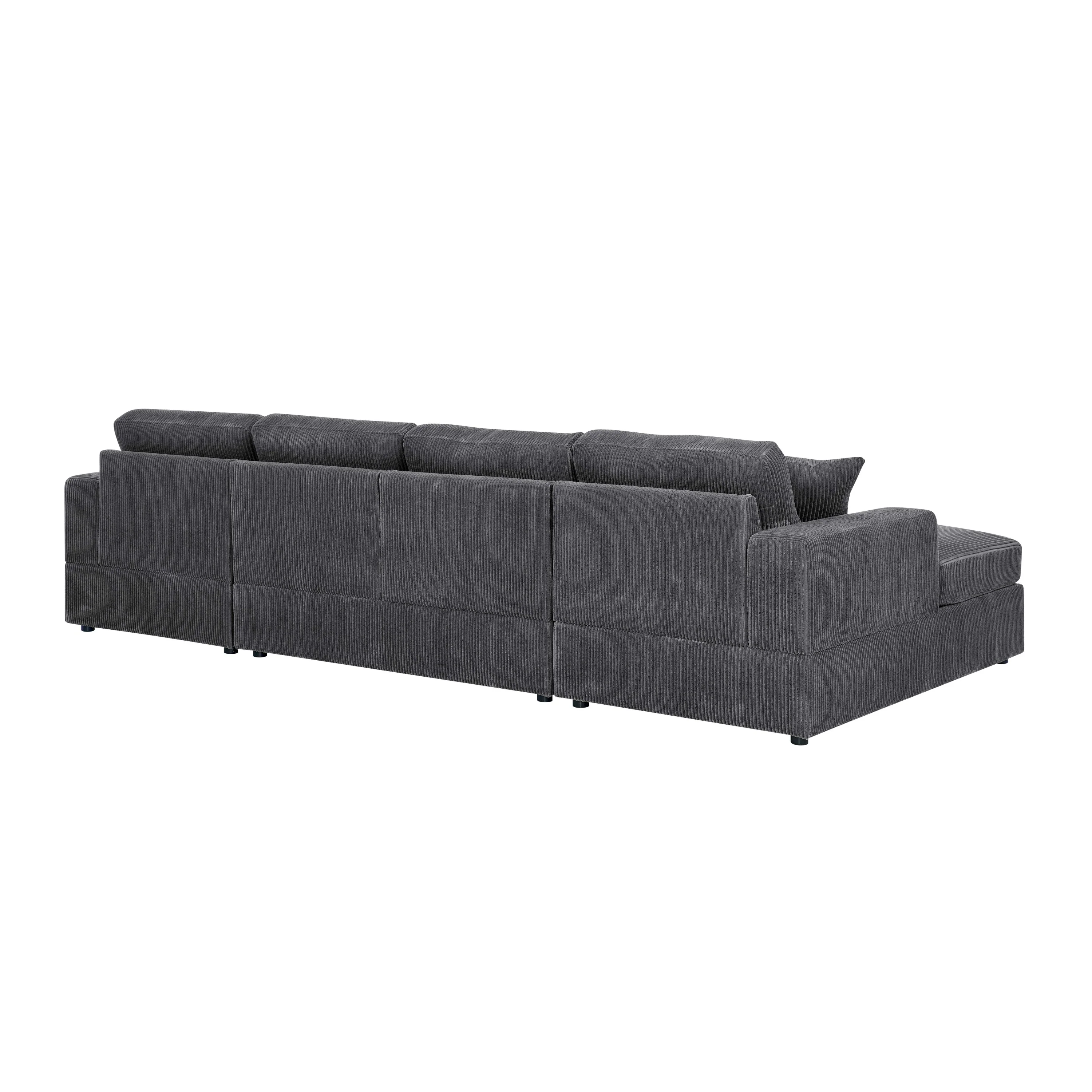 Walker Edison | Coastal Grey Corduroy Double-Chaise Cloud Sectional Sofa - Image 5