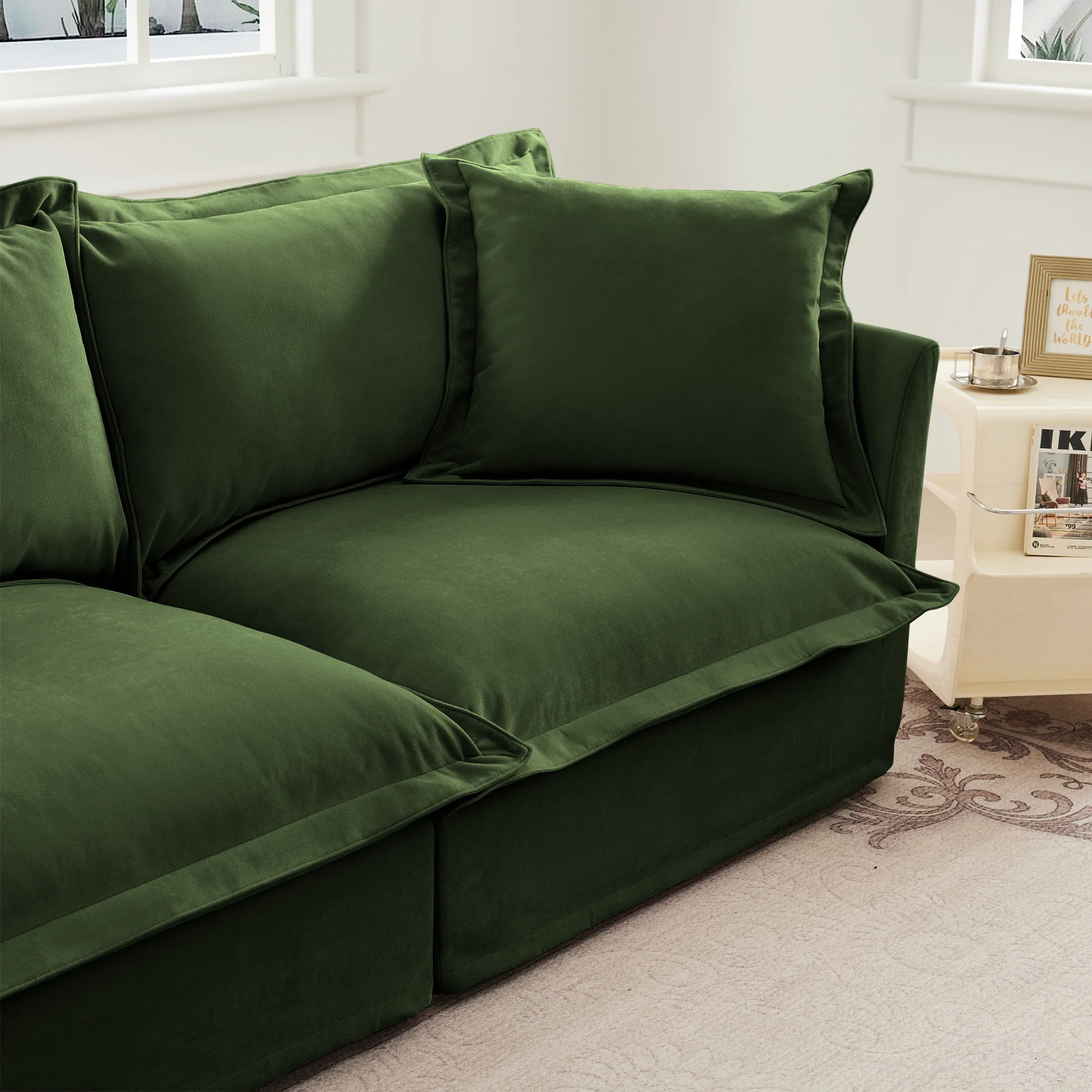 Comfy Chenille Deep Seat Cloud L-Shaped Slipcovered Sectional Sofa - Image 14