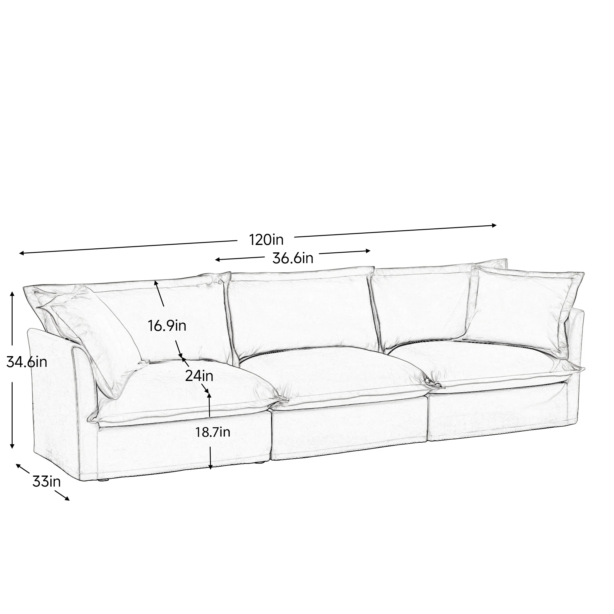 Comfy Chenille Deep Seat Cloud L-Shaped Slipcovered Sectional Sofa - Image 18