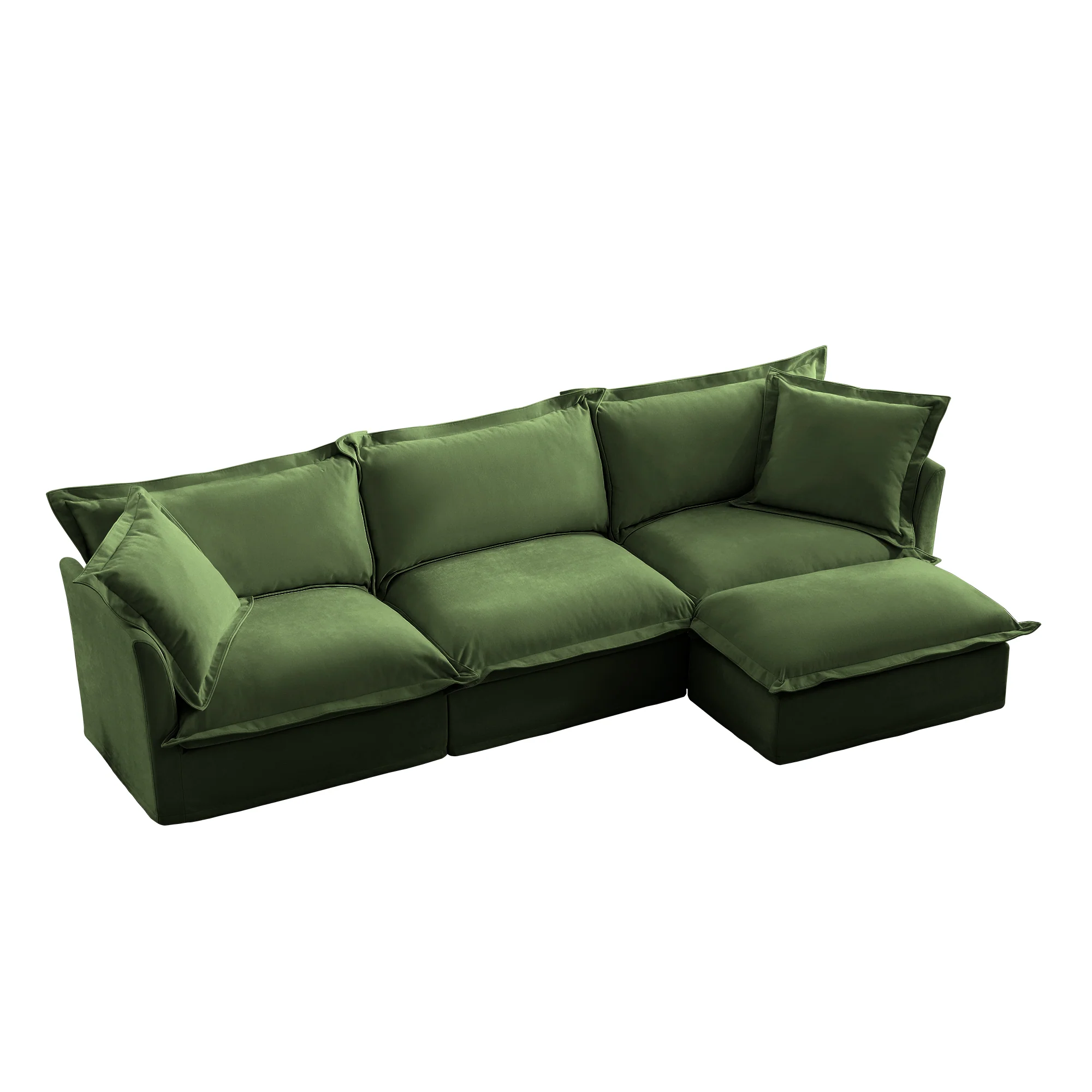 Comfy Chenille Deep Seat Cloud L-Shaped Slipcovered Sectional Sofa - Image 8
