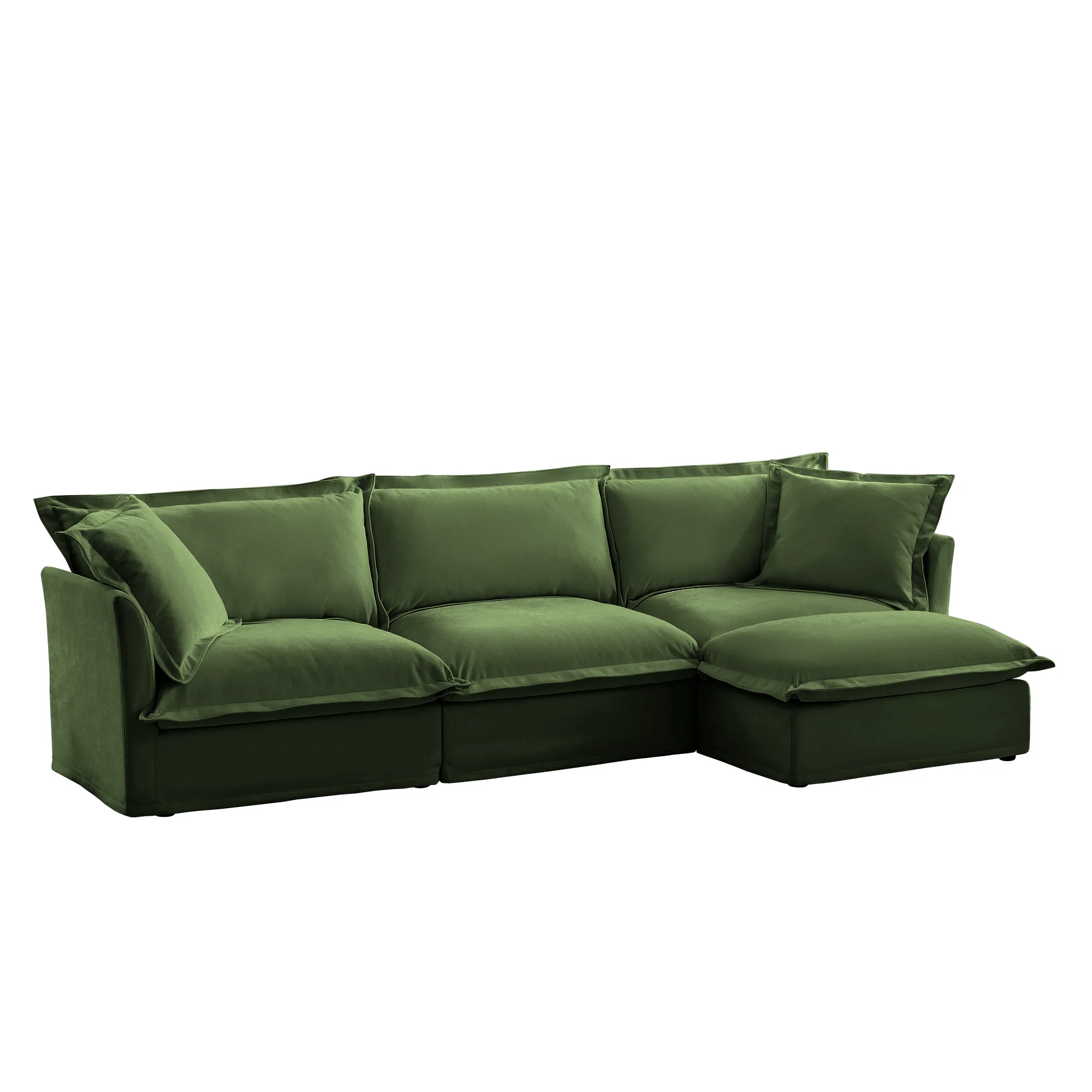 Comfy Chenille Deep Seat Cloud L-Shaped Slipcovered Sectional Sofa - Image 9