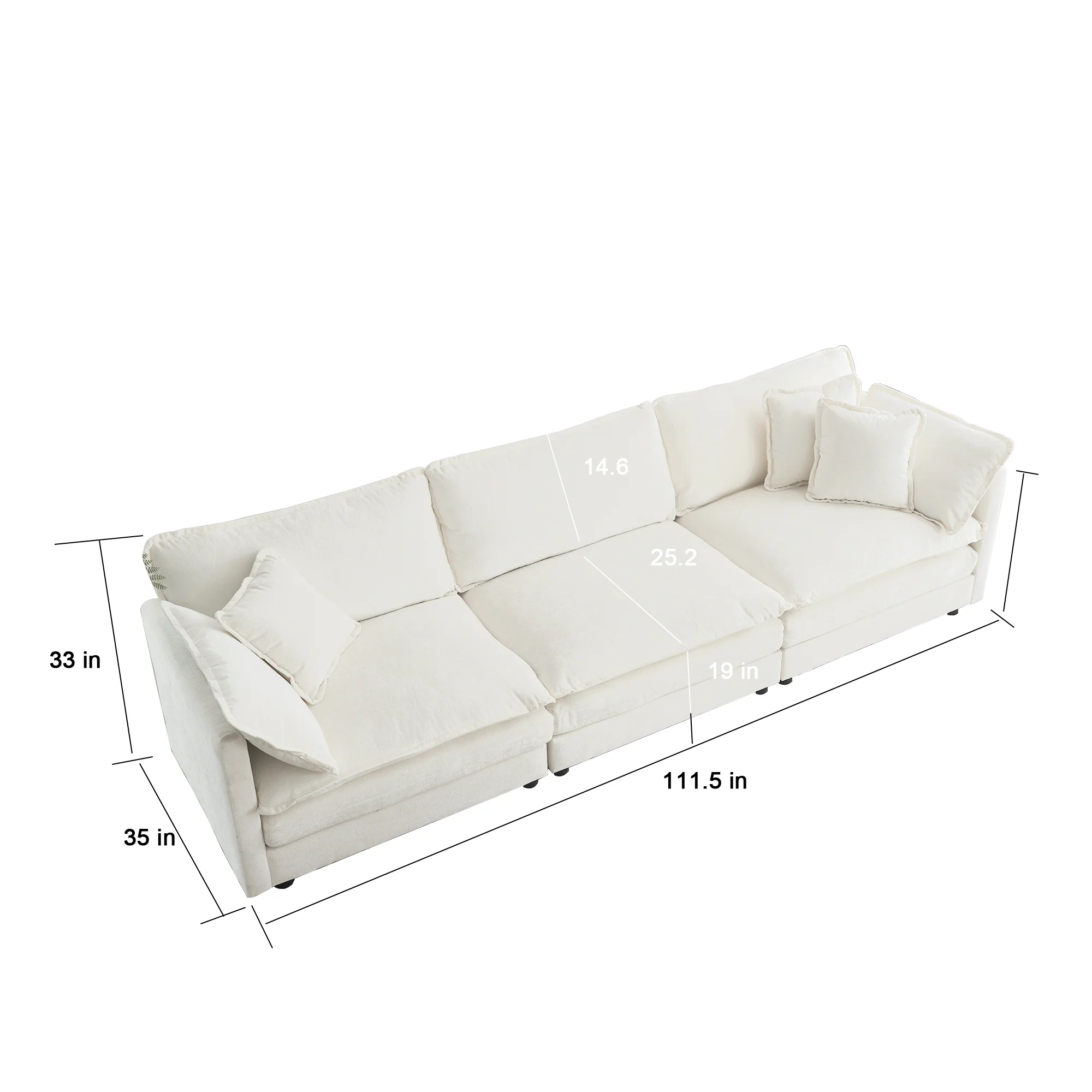 Walker Edison | Comfy Cloud Modular Sectional Sofa with Ottoman - Image 5