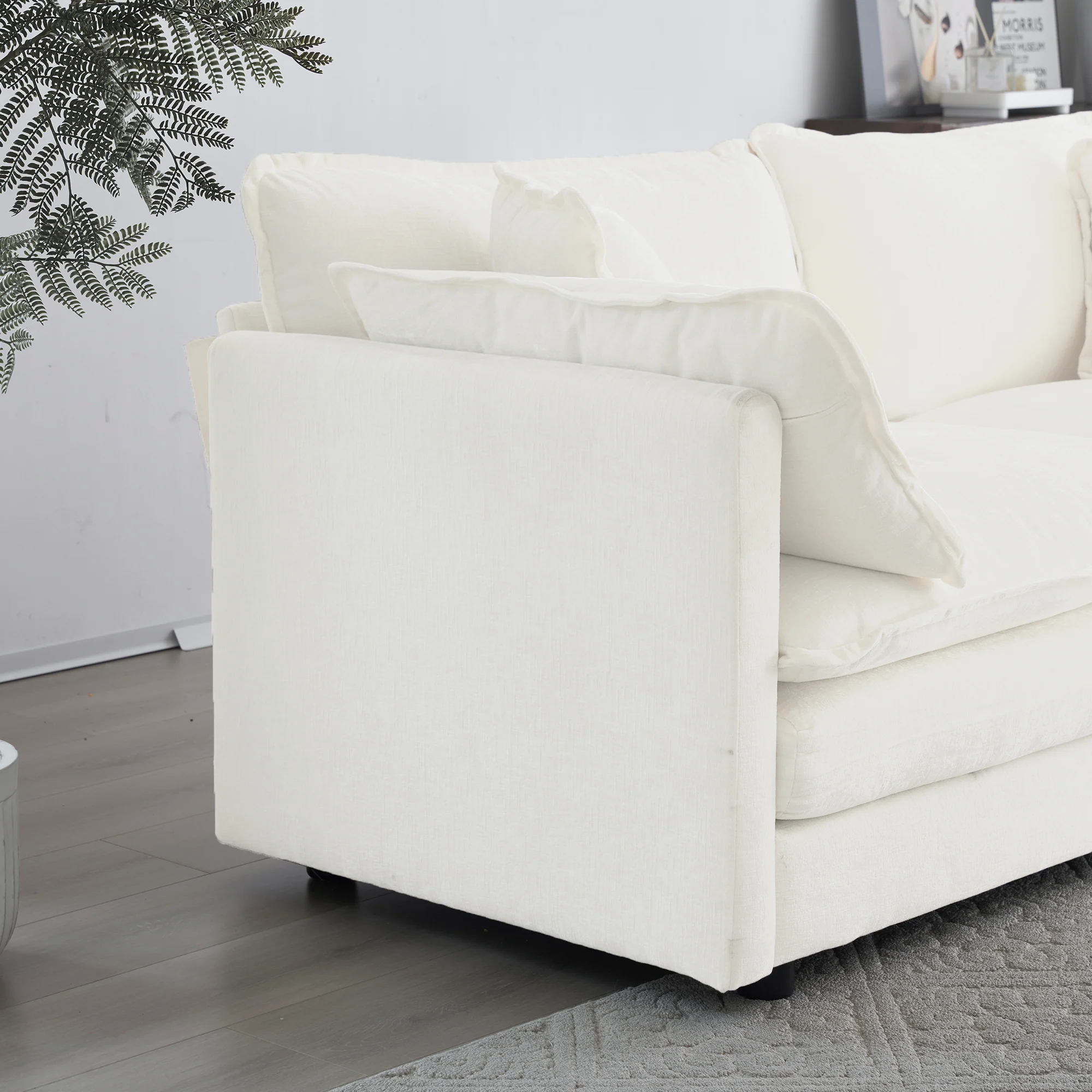 Walker Edison | Comfy Cloud Modular Sectional Sofa with Ottoman - Image 6
