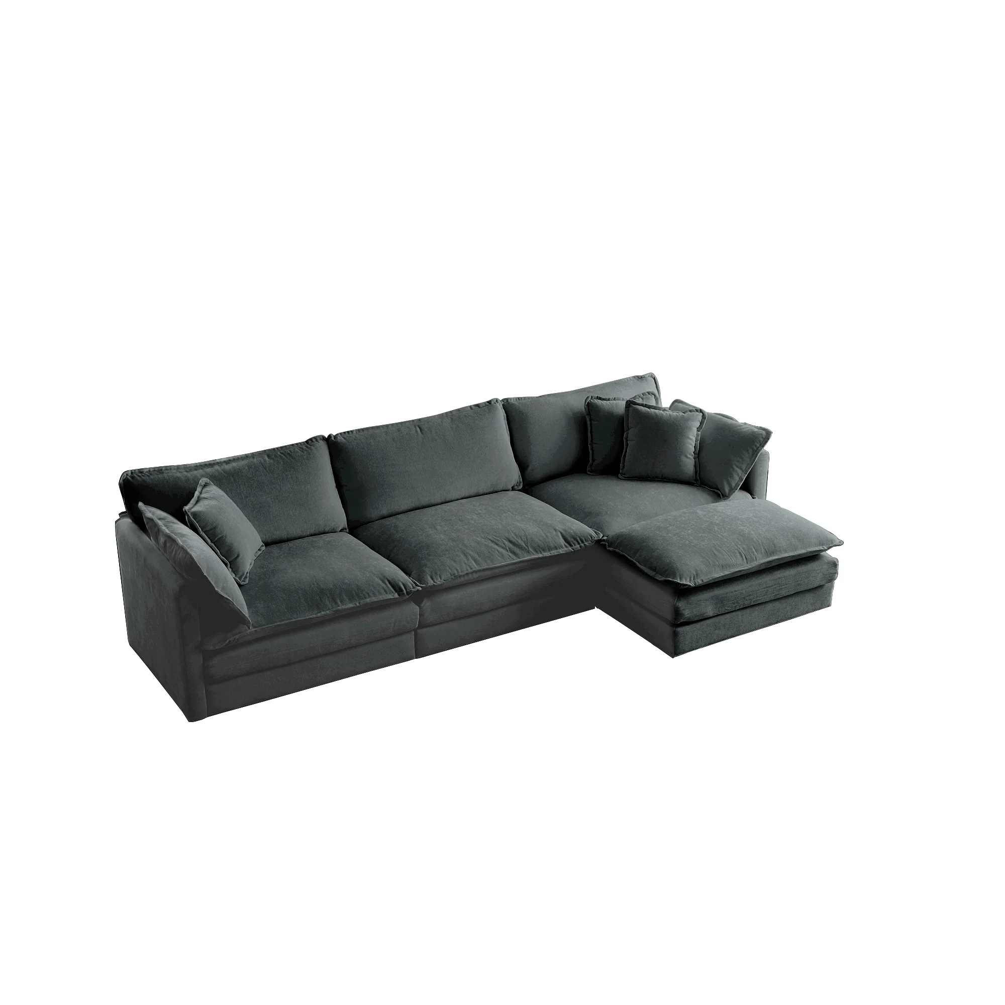 Walker Edison | Comfy Modular Cloud L Shaped Sectional Sofa With Ottoman - Image 4