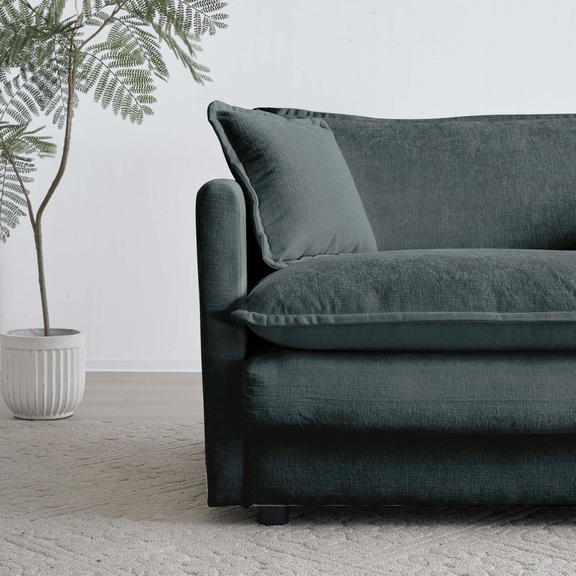 Walker Edison | Comfy Modular Cloud L Shaped Sectional Sofa With Ottoman - Image 8