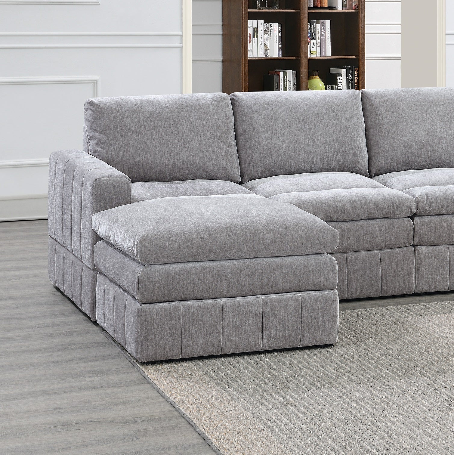 Contemporary 5 Piece Modular Sectional Set with Two Ottomans - Image 2