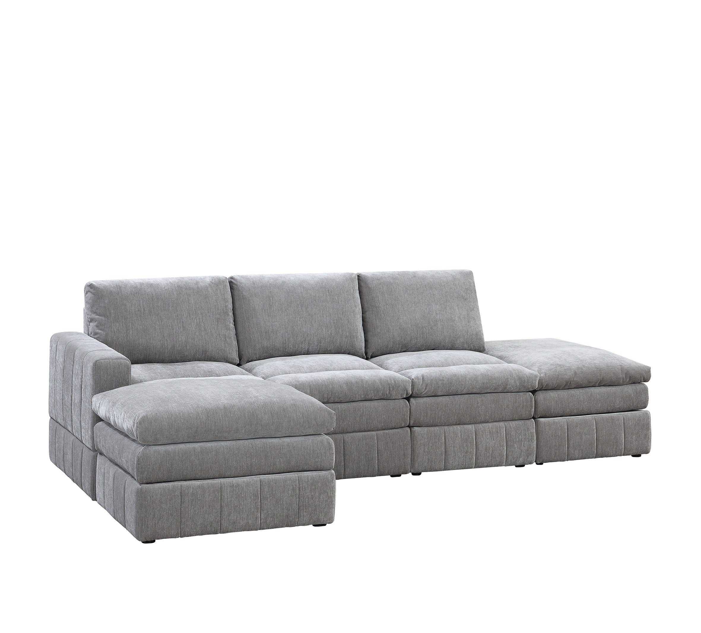 Contemporary 5 Piece Modular Sectional Set with Two Ottomans - Image 8