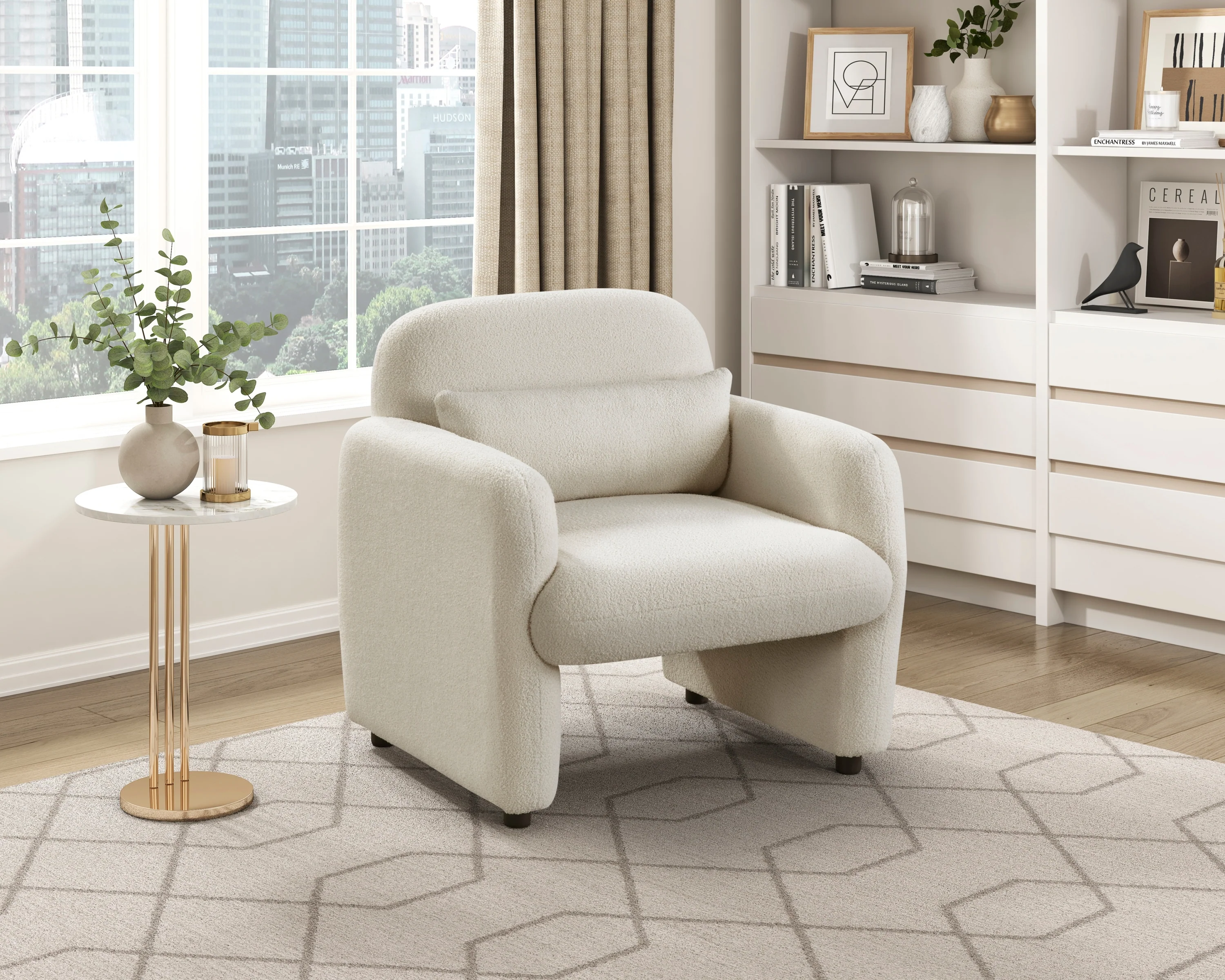 Walker Edison | Contemporary Boucle Accent Chair - Image 10