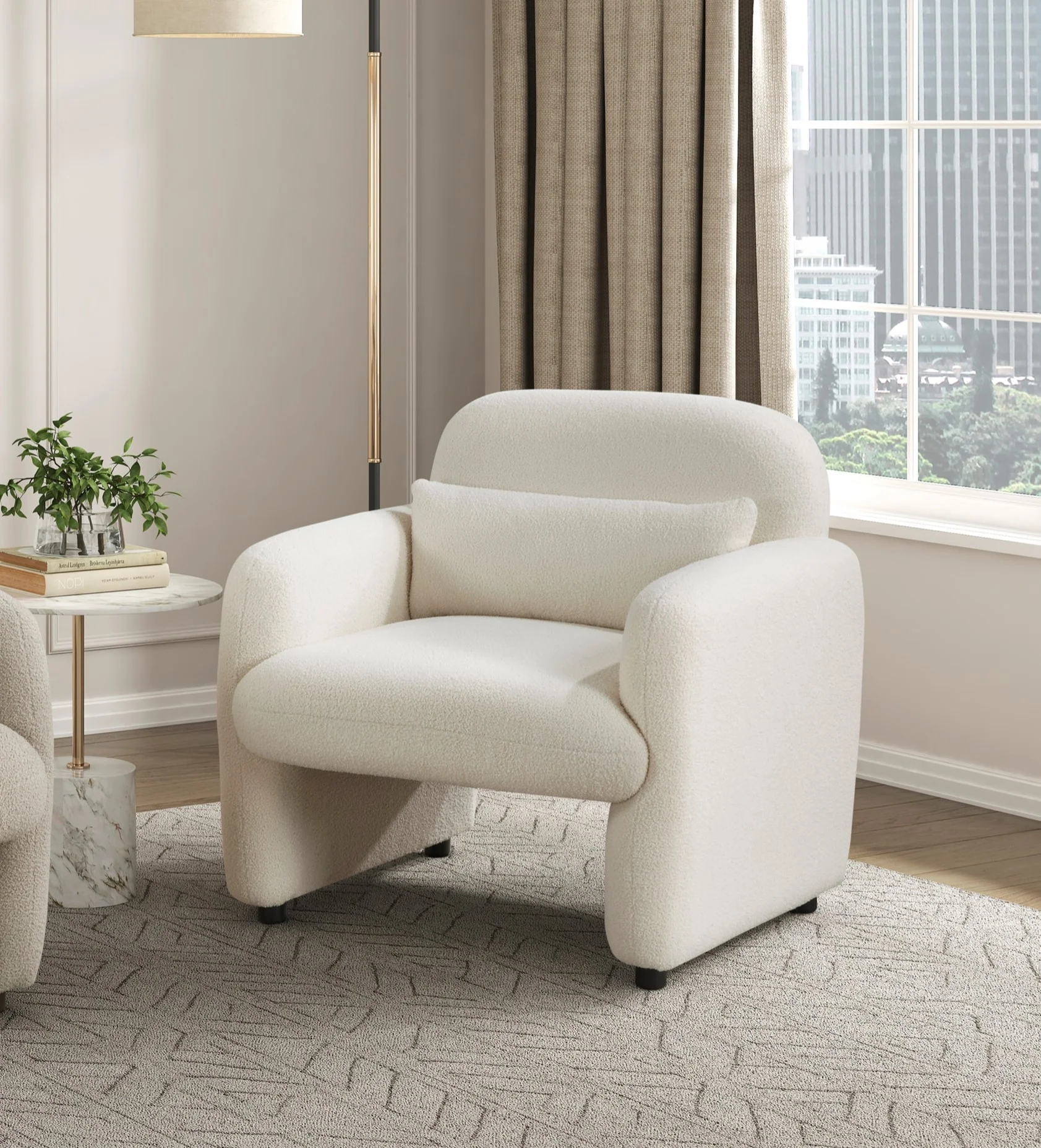 Walker Edison | Contemporary Boucle Accent Chair - Image 2