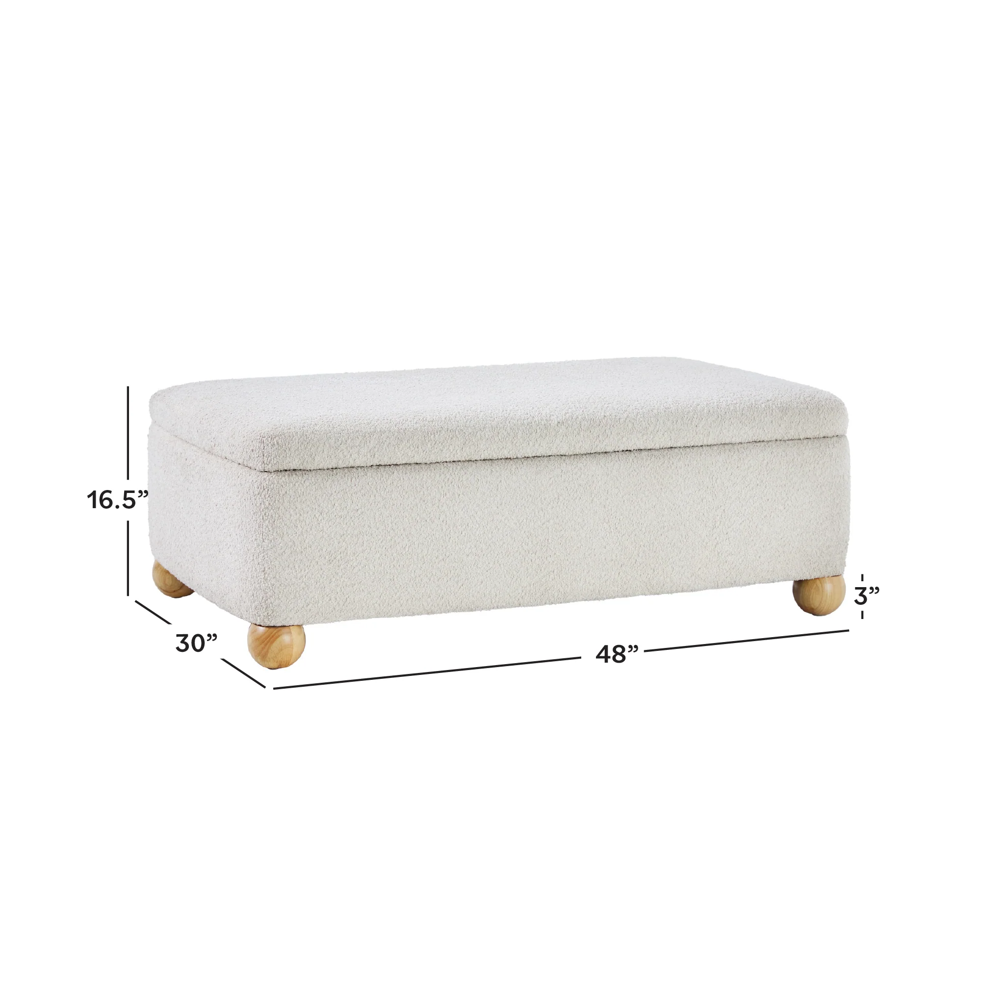 Linley Contemporary Boucle Easy Assembly Upholstered Large Storage Ottoman - Image 5