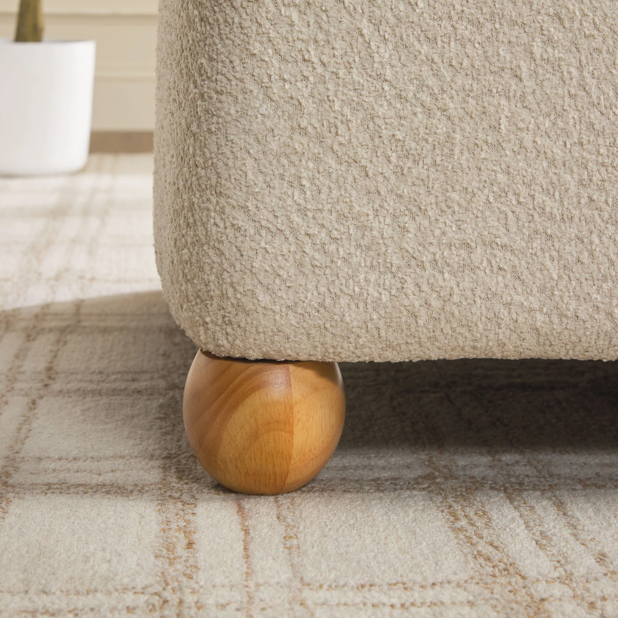 Linley Contemporary Boucle Easy Assembly Upholstered Large Storage Ottoman - Image 8