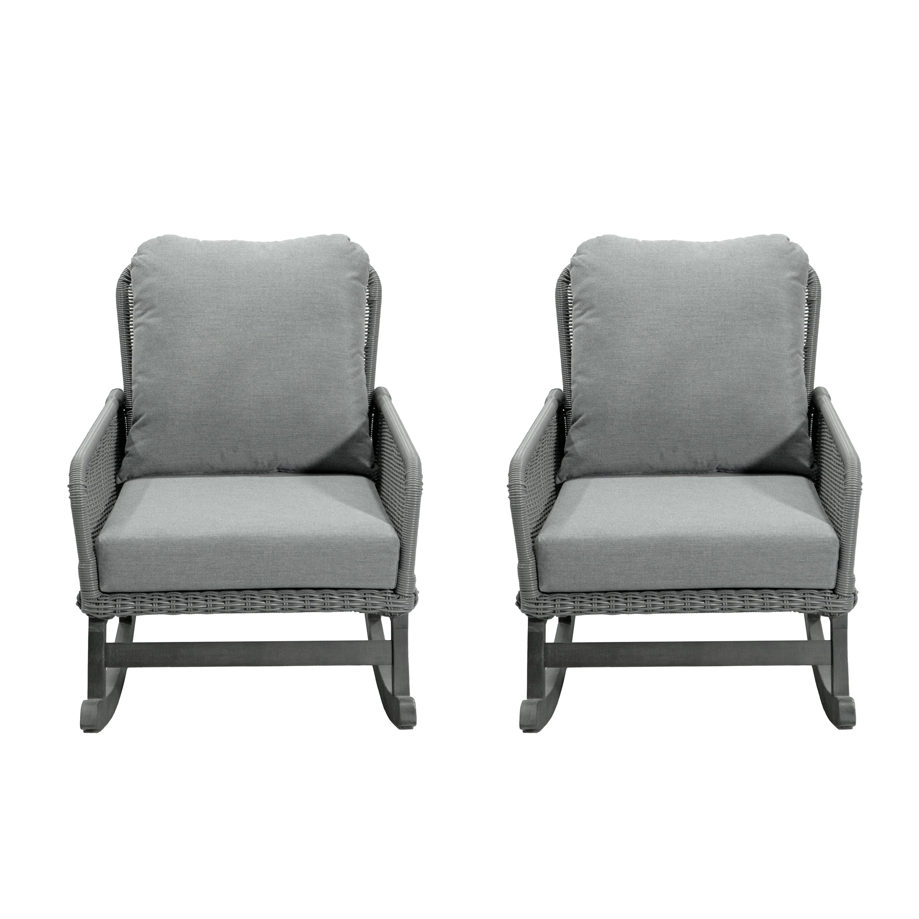 Walker Edison | Contemporary Minimalist Outdoor Rocking Chair Set of 2 - Image 3