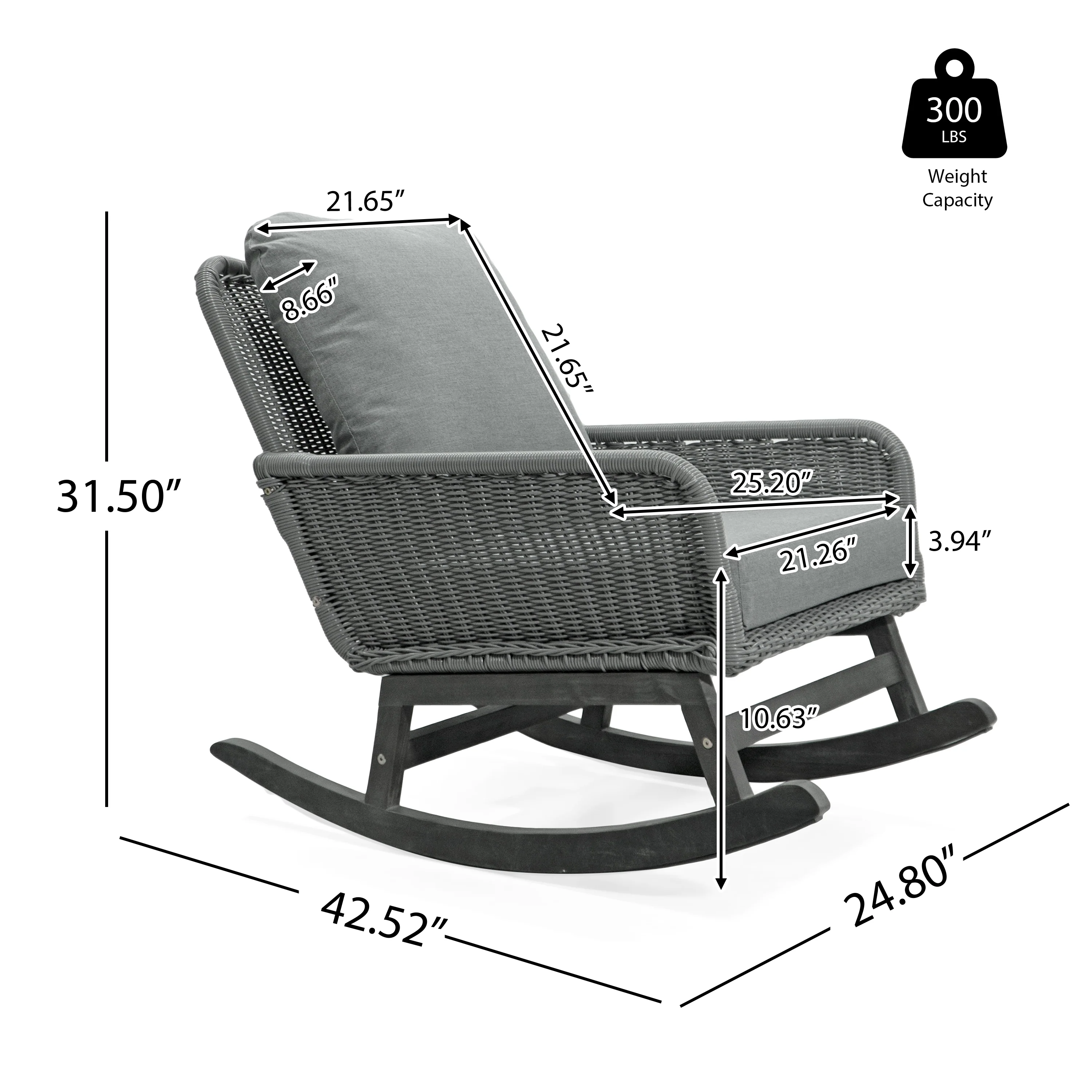 Walker Edison | Contemporary Minimalist Outdoor Rocking Chair Set of 2 - Image 6