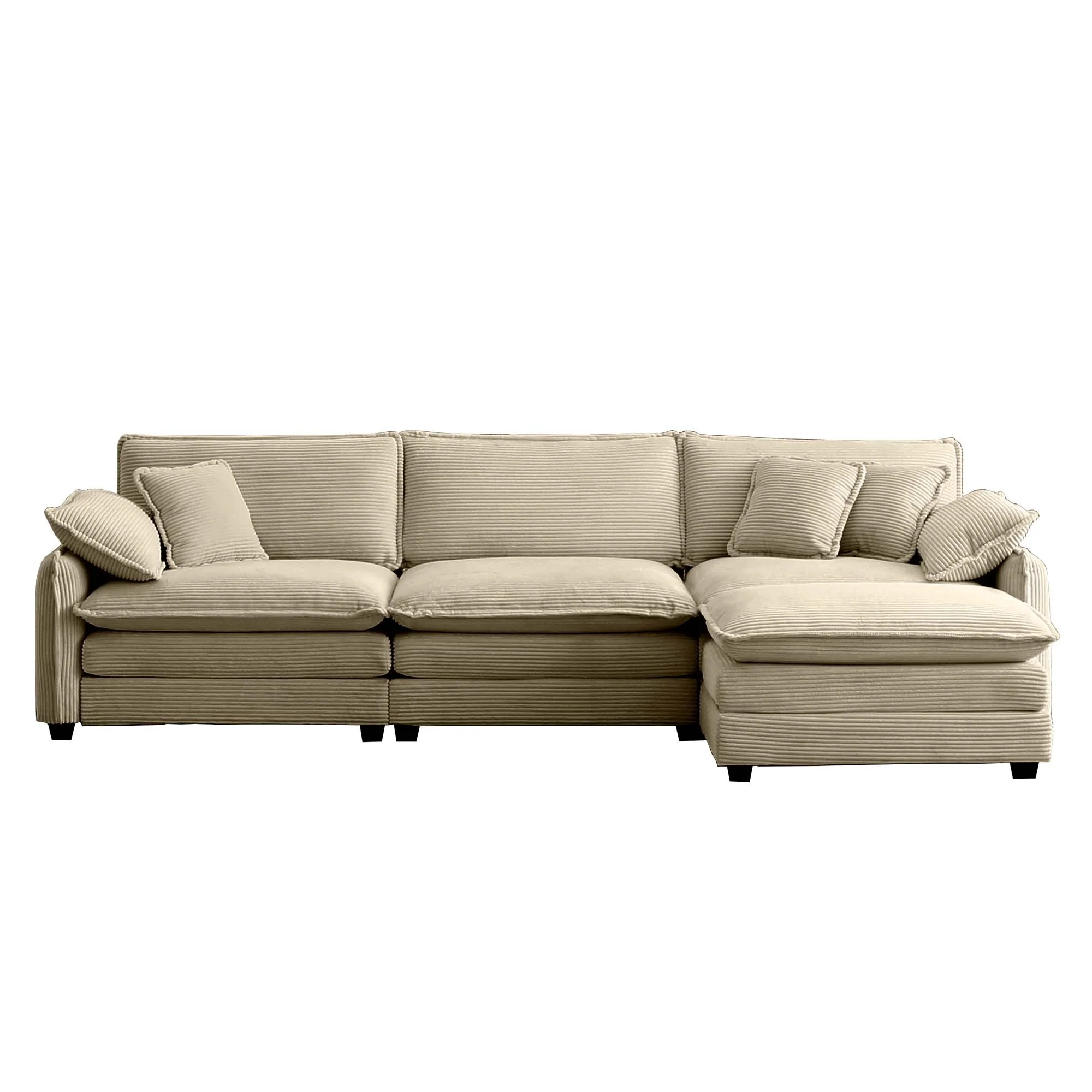 Walker Edison | Corduroy Cloud Couch with Ottoman - Image 5