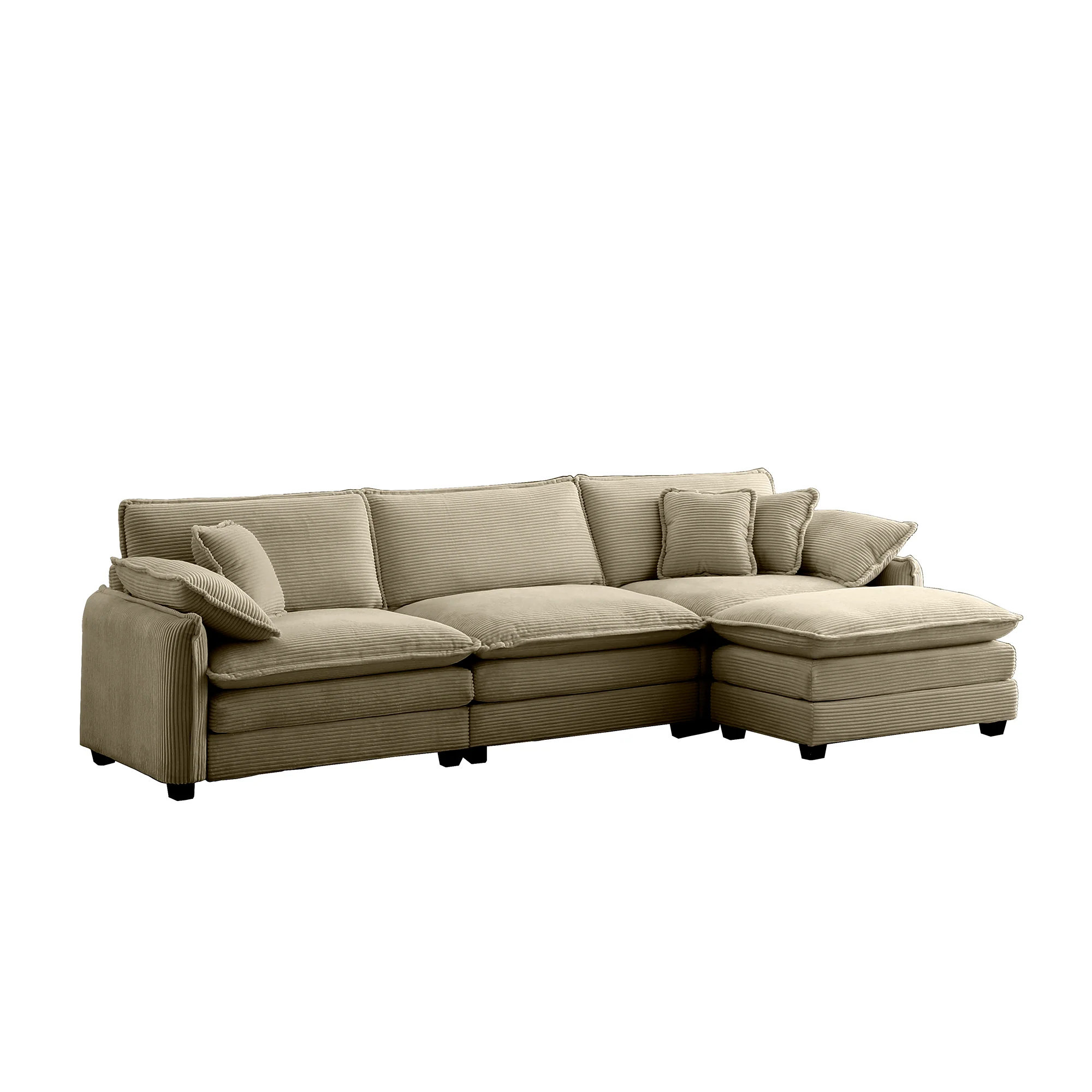 Walker Edison | Corduroy Cloud Couch with Ottoman - Image 7