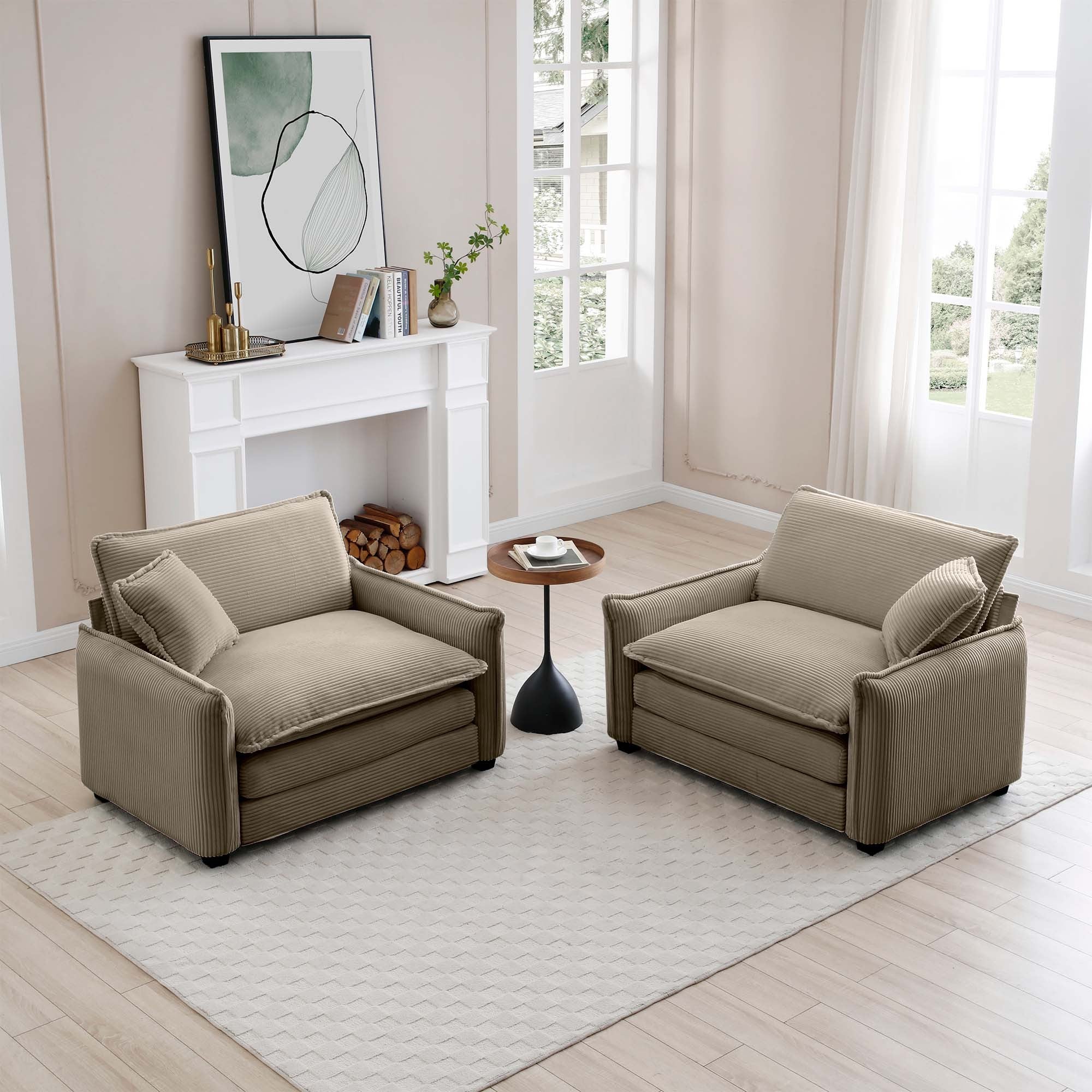 Walker Edison | Corduroy Cloud Deep Seated Accent Sofa Chairs - Image 2