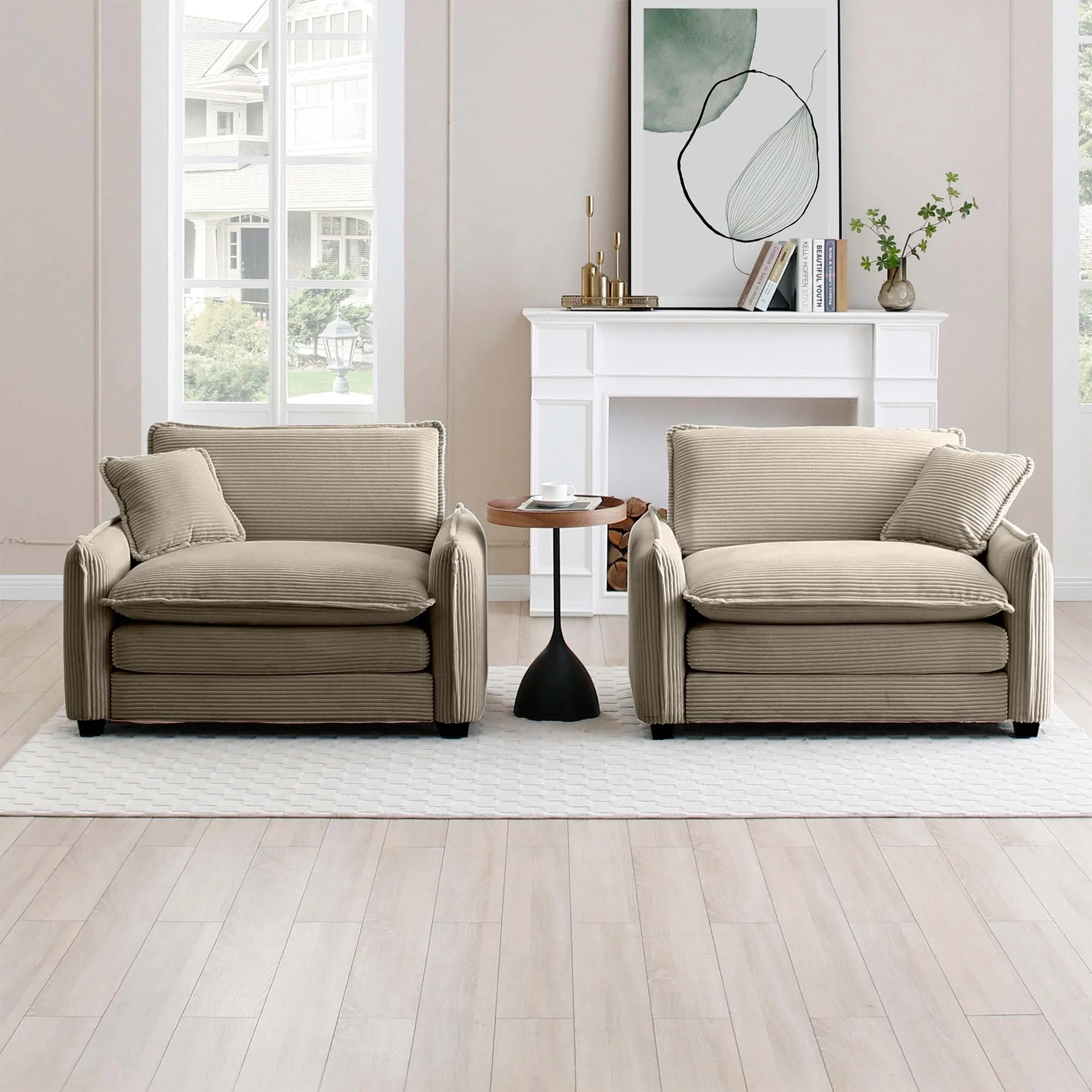 Walker Edison | Corduroy Cloud Deep Seated Accent Sofa Chairs - Image 3