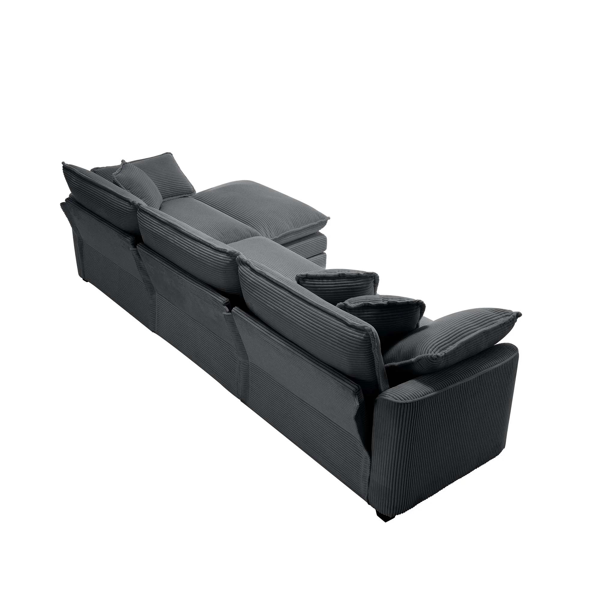 Walker Edison | Corduroy Cloud Plush Sectional Sofa with Ottoman - Image 9