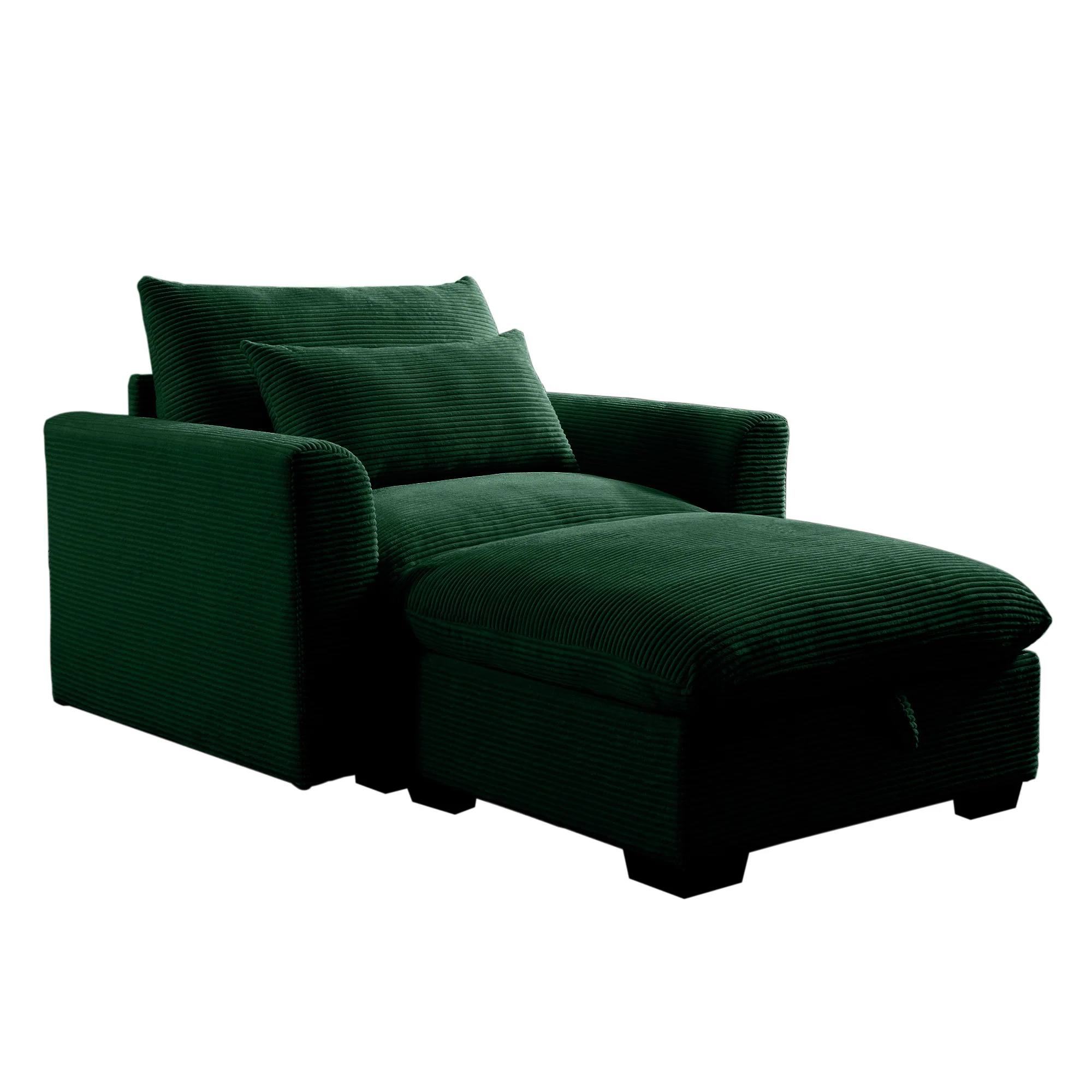Walker Edison | Corduroy Deep Seat Accent Chair with Storage Ottoman - Image 5