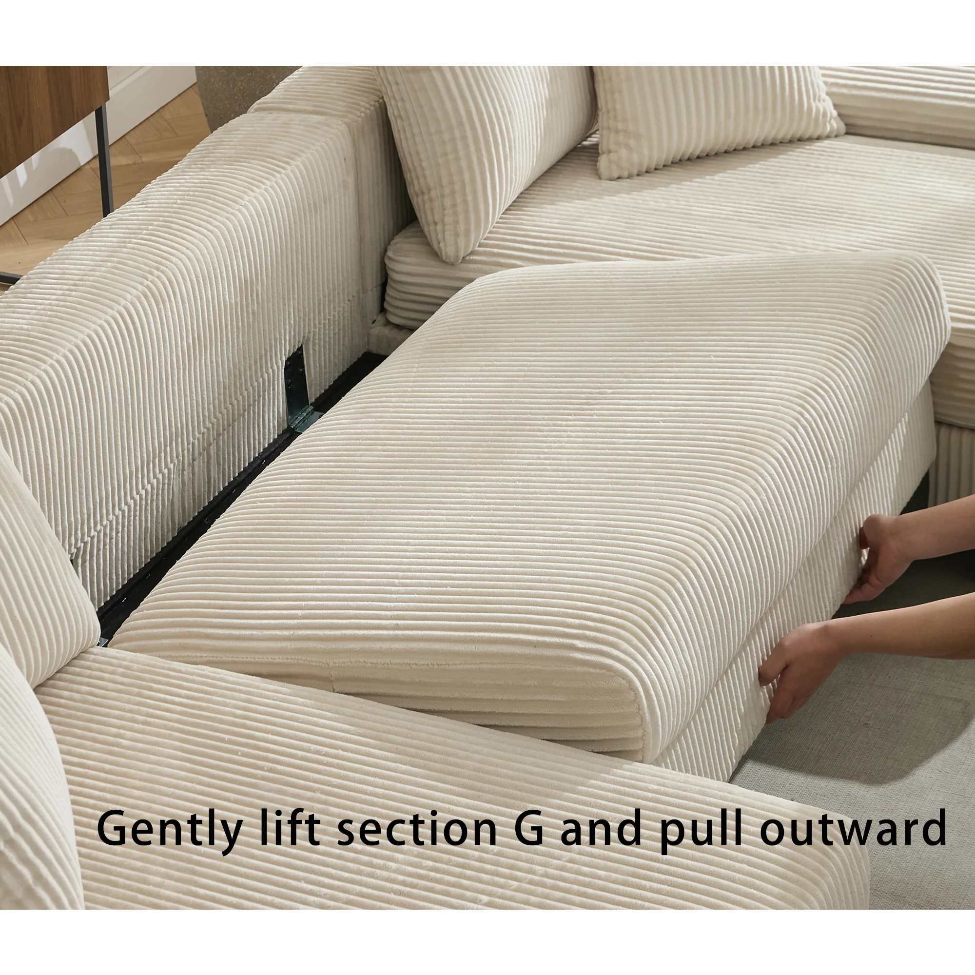 Walker Edison | Corduroy Pull Out 114' Sleeper Sofa Bed - Image 11