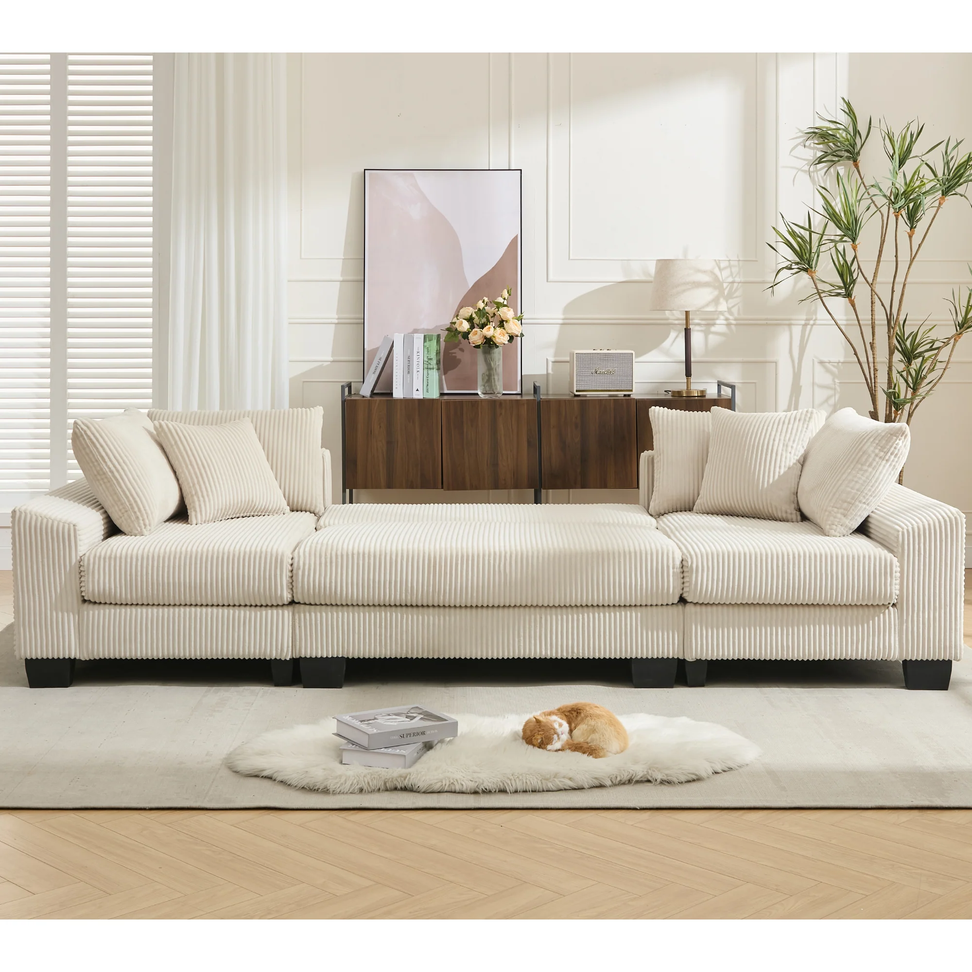 Walker Edison | Corduroy Pull Out 114' Sleeper Sofa Bed - Image 13
