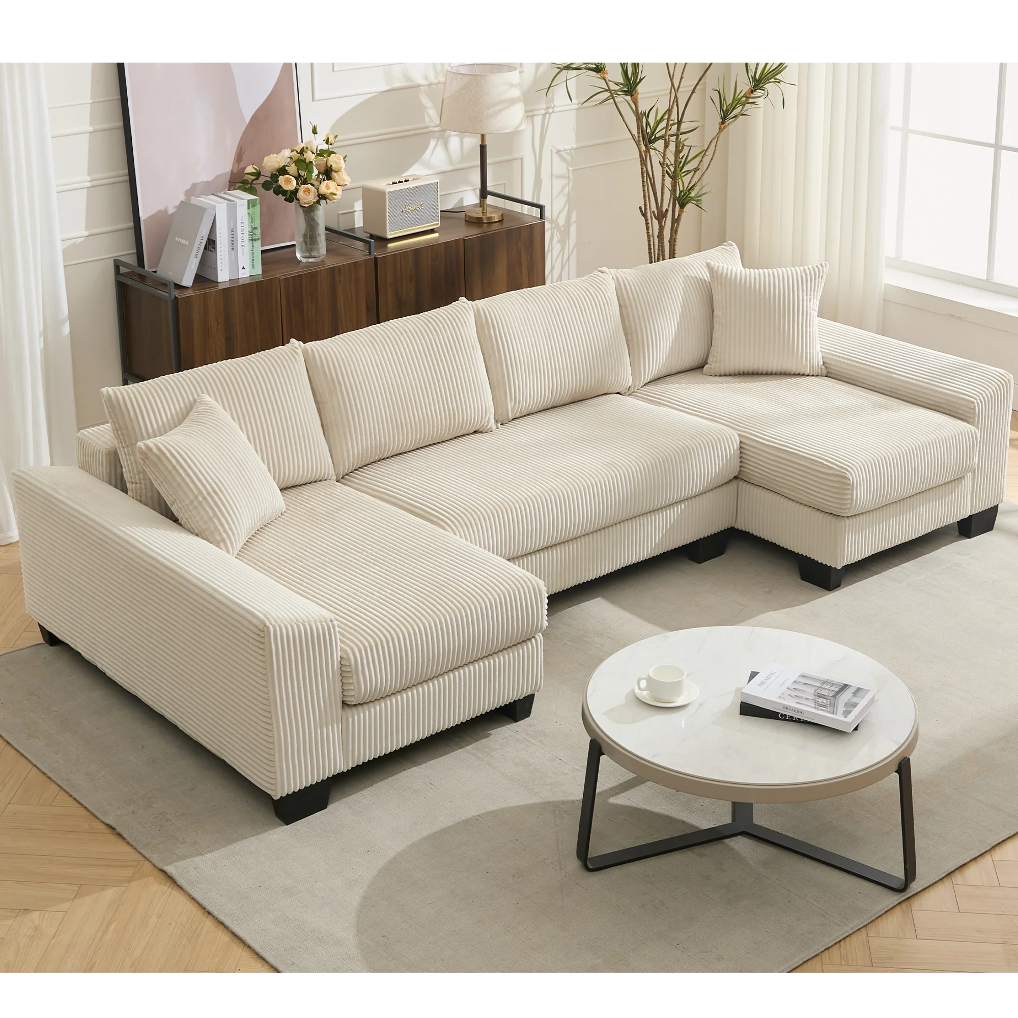 Walker Edison | Corduroy Pull Out 114' Sleeper Sofa Bed - Image 15