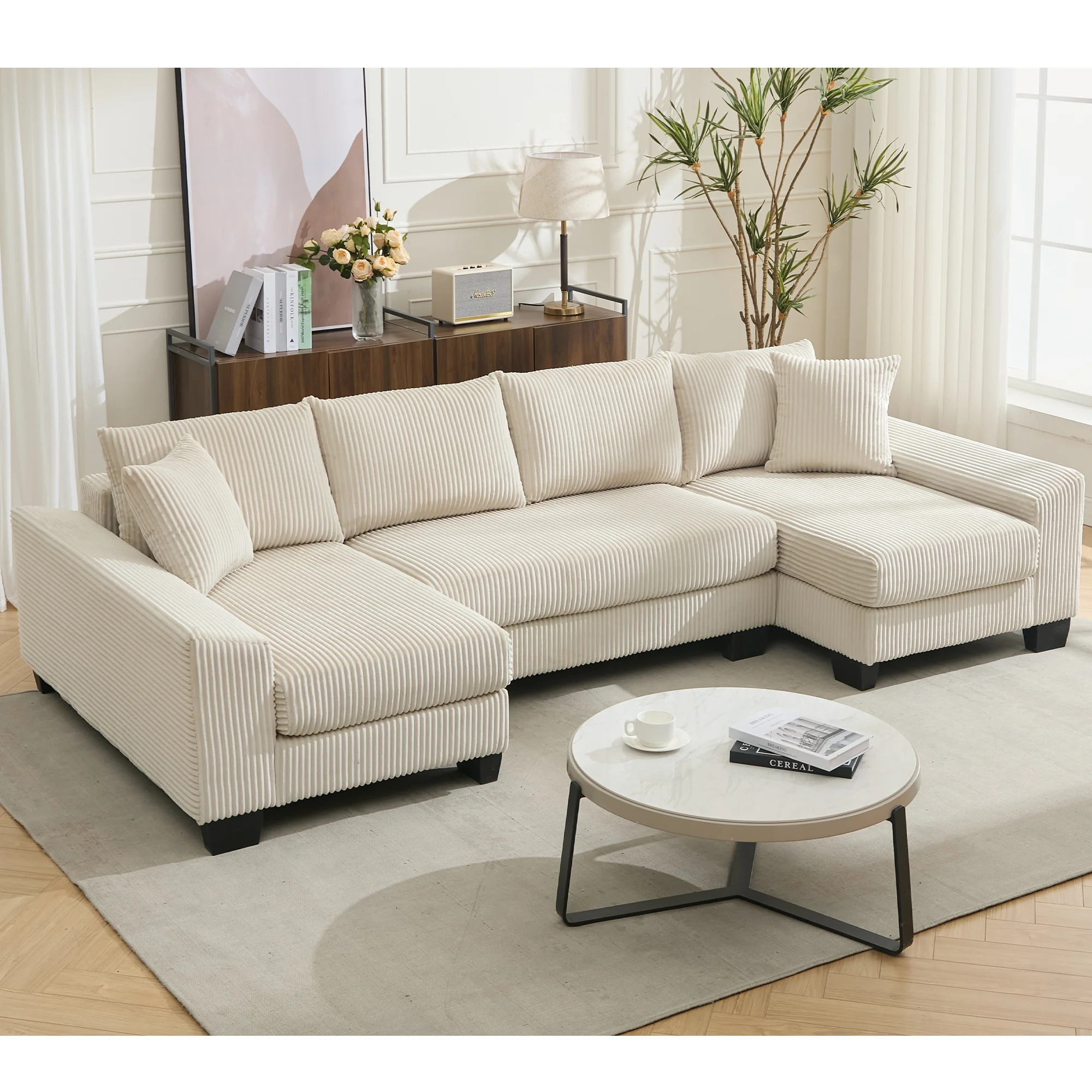 Walker Edison | Corduroy Pull Out 114' Sleeper Sofa Bed - Image 17