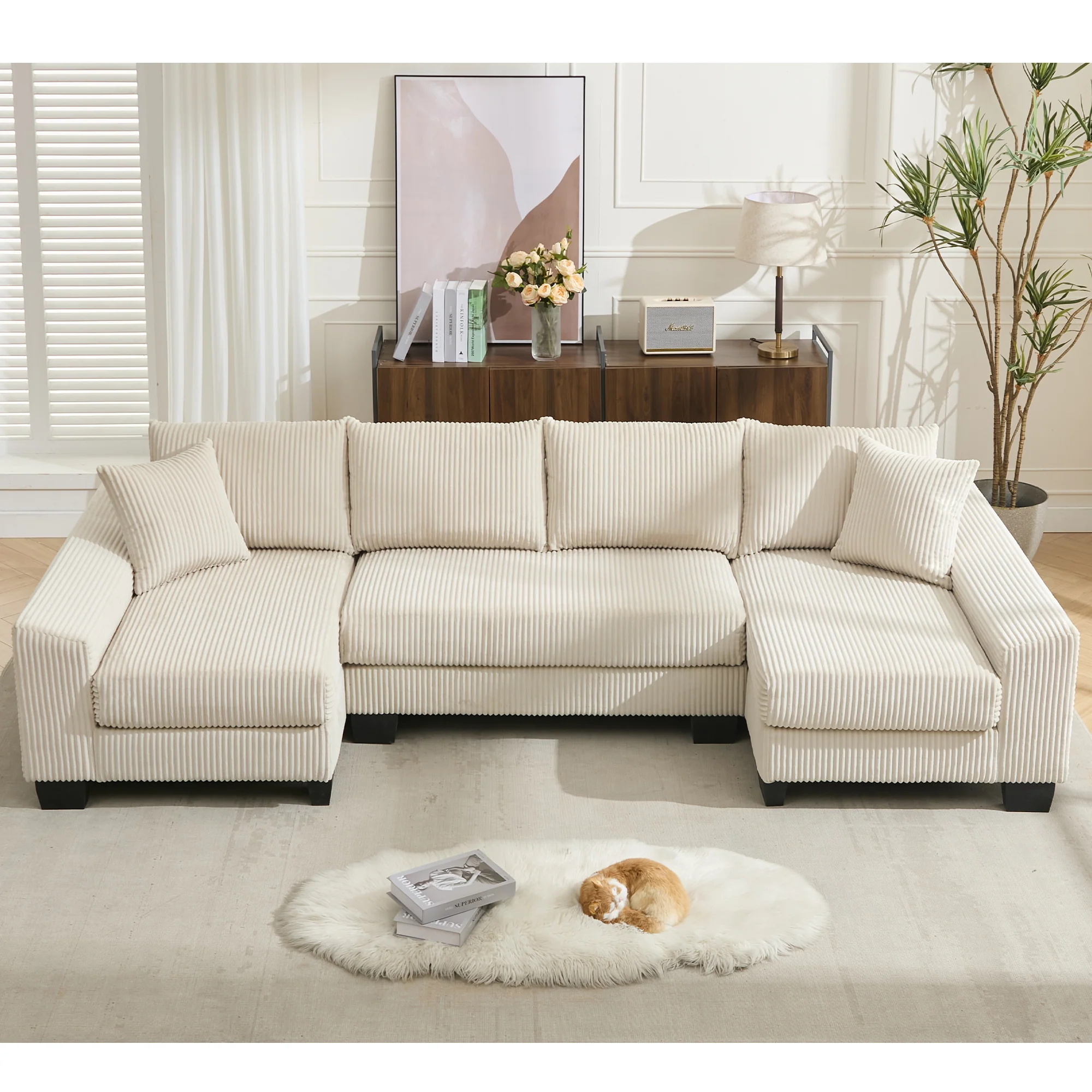 Walker Edison | Corduroy Pull Out 114' Sleeper Sofa Bed - Image 19