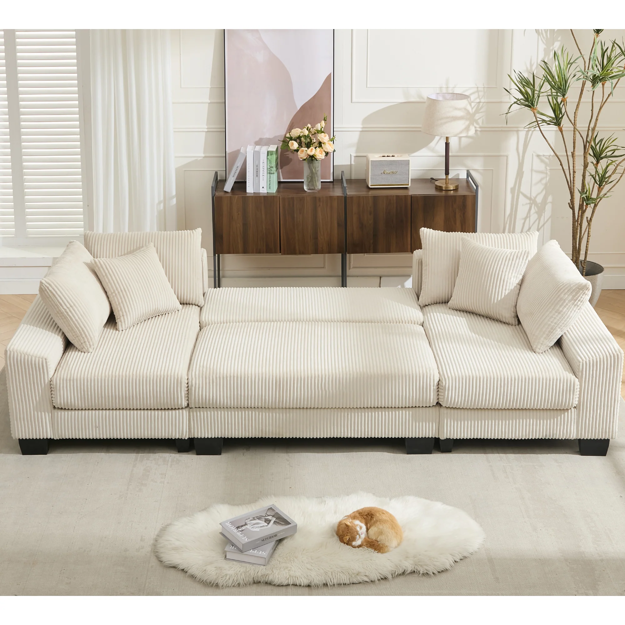 Walker Edison | Corduroy Pull Out 114' Sleeper Sofa Bed - Image 20