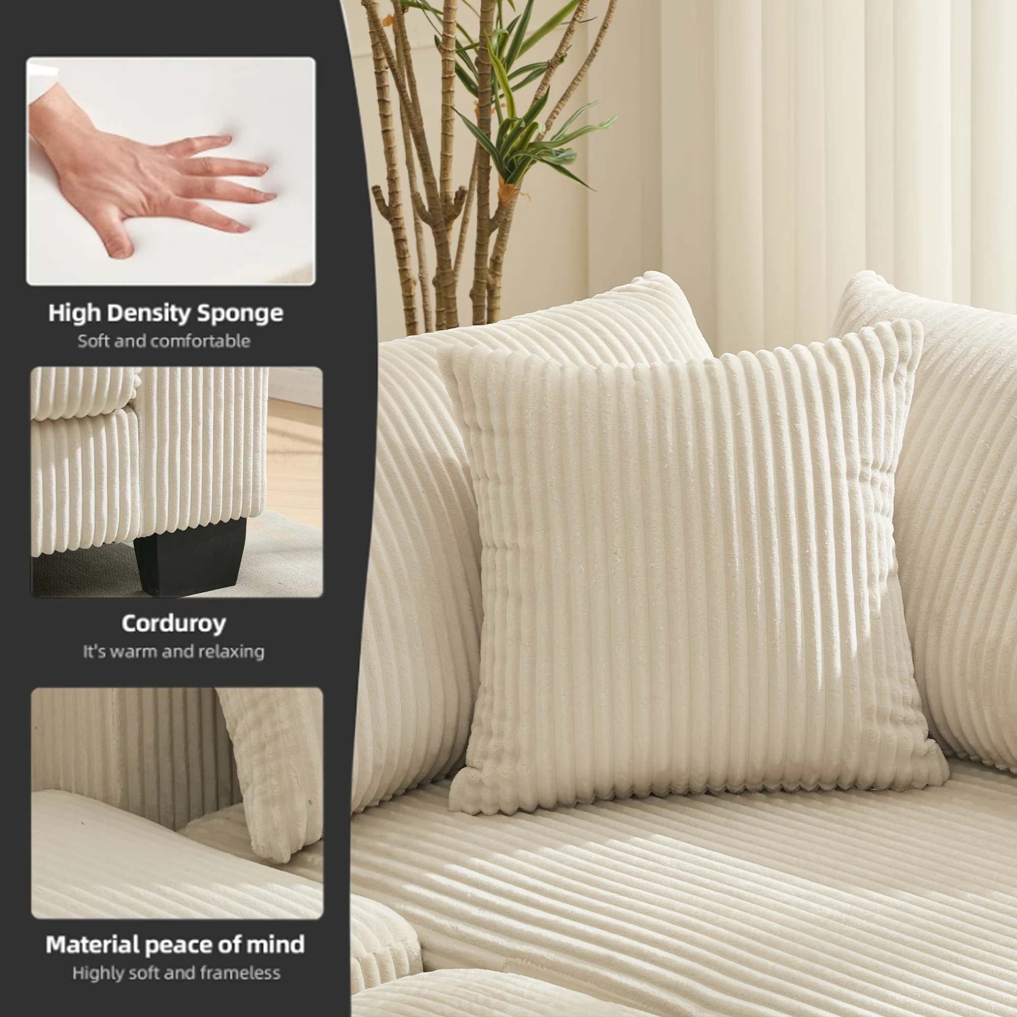 Walker Edison | Corduroy Pull Out 114' Sleeper Sofa Bed - Image 7