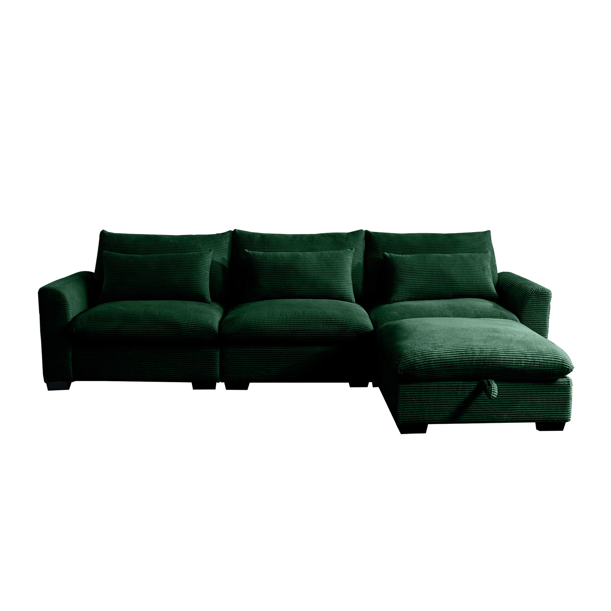 Walker Edison | Corduroy Sectional Sofa with Storage Ottoman - Image 5