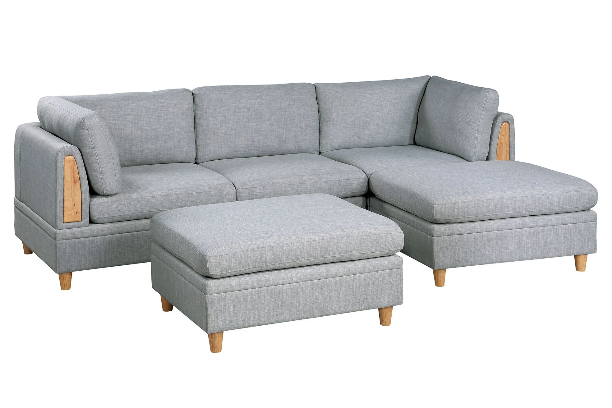Walker Edison | Corner 5 Piece Modular Sofa Set with Ottoman - Image 2