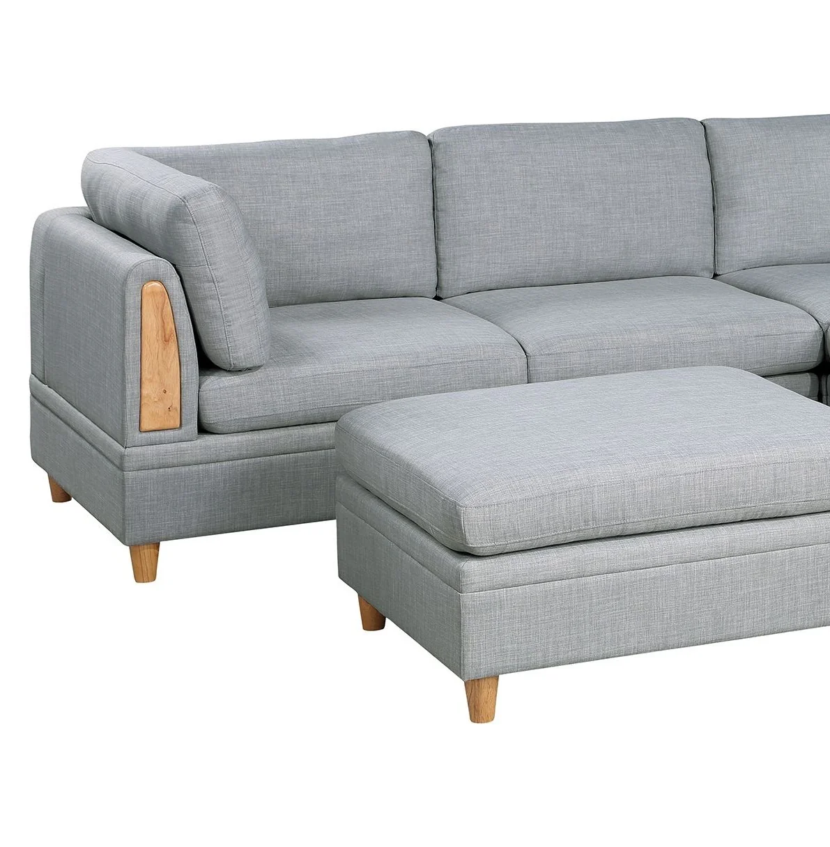 Walker Edison | Corner 5 Piece Modular Sofa Set with Ottoman - Image 6