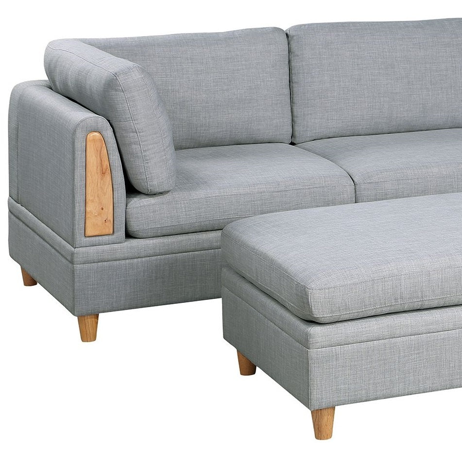 Walker Edison | Corner 5 Piece Modular Sofa Set with Ottoman - Image 8