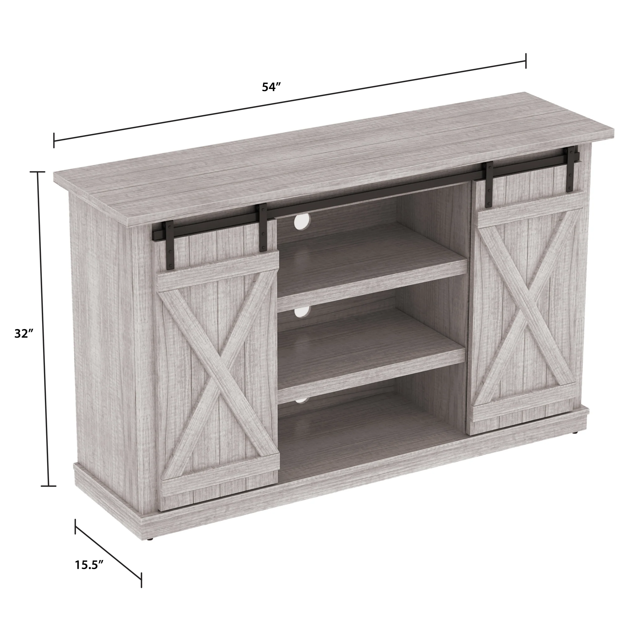 Farmhouse Sliding Barn Doors Cottonwood 54' TV Stand Media Console - Image 17