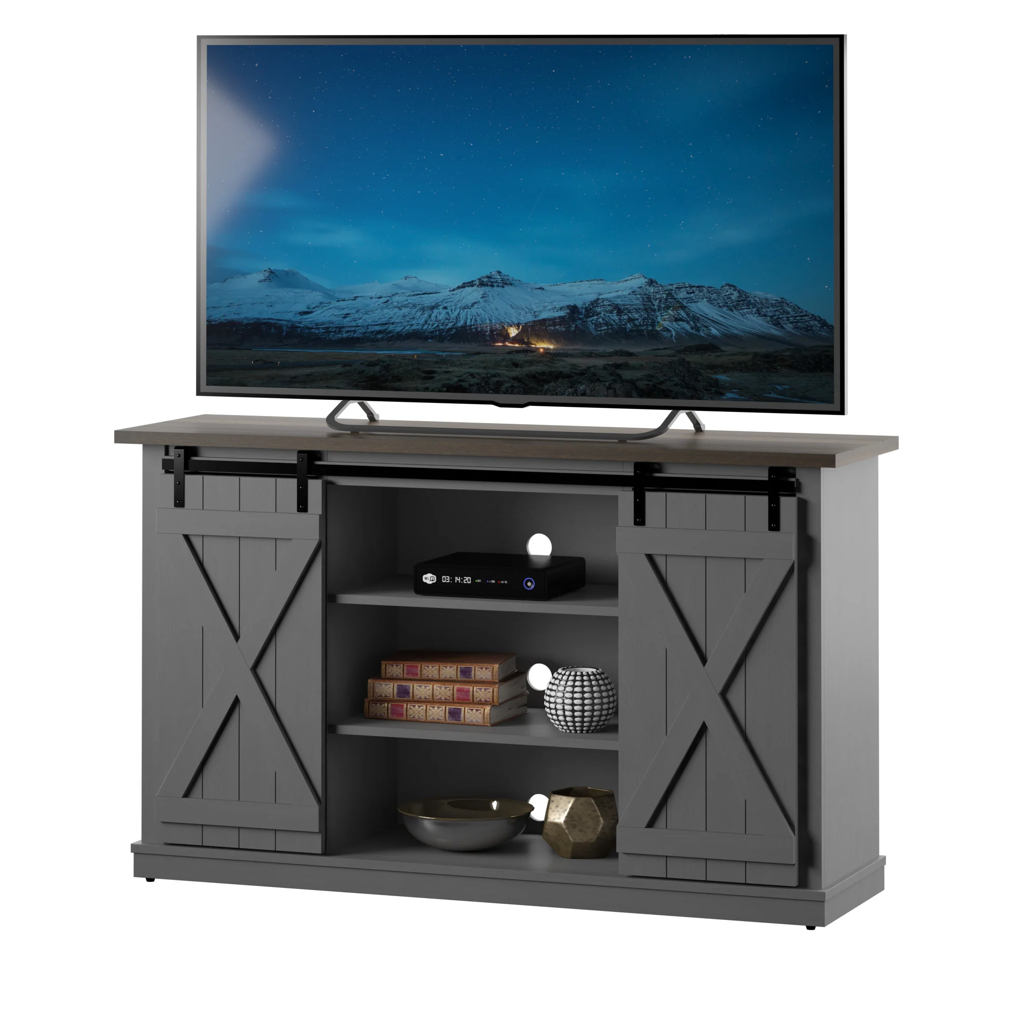 Farmhouse Sliding Barn Doors Cottonwood 54' TV Stand Media Console - Image 21