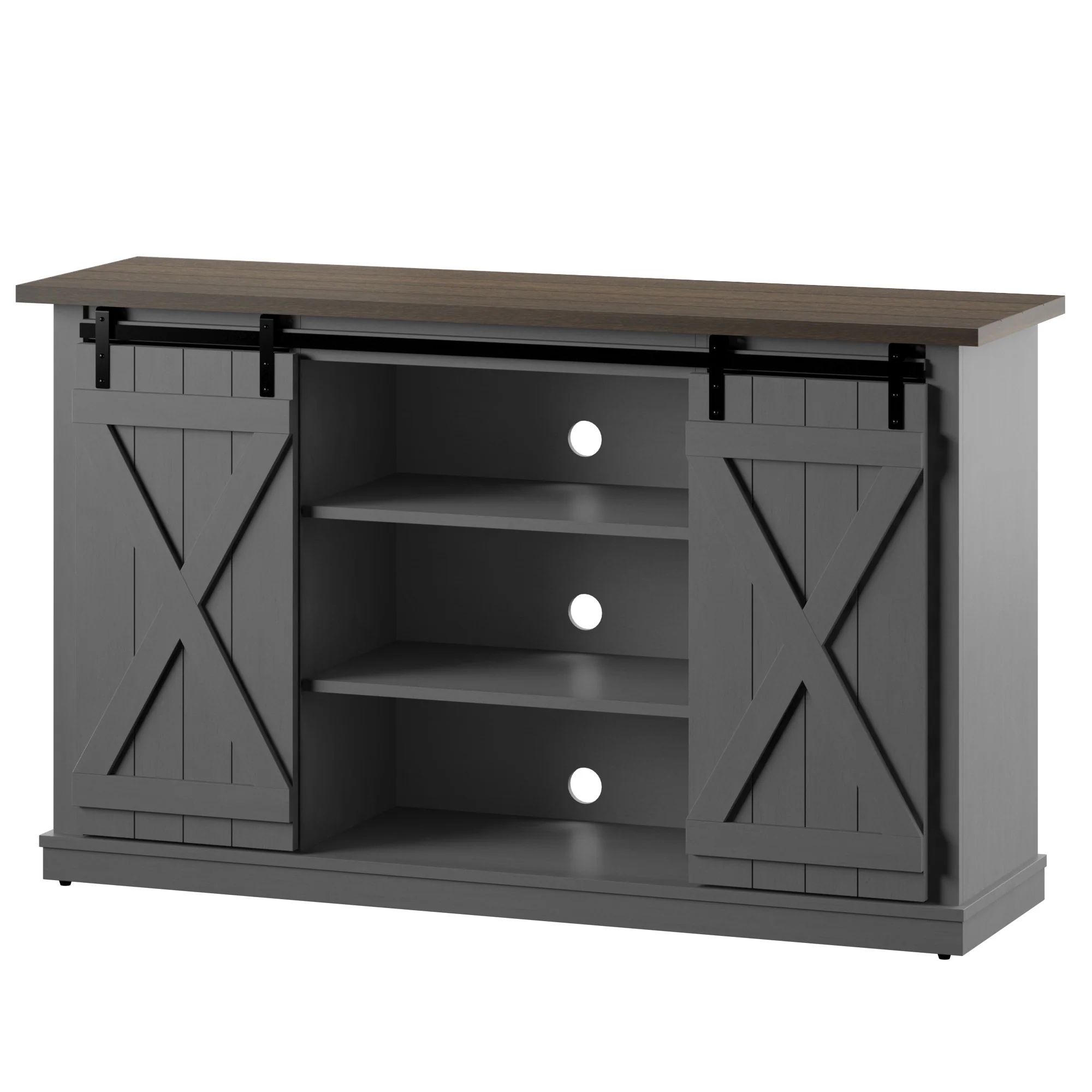 Farmhouse Sliding Barn Doors Cottonwood 54' TV Stand Media Console - Image 22
