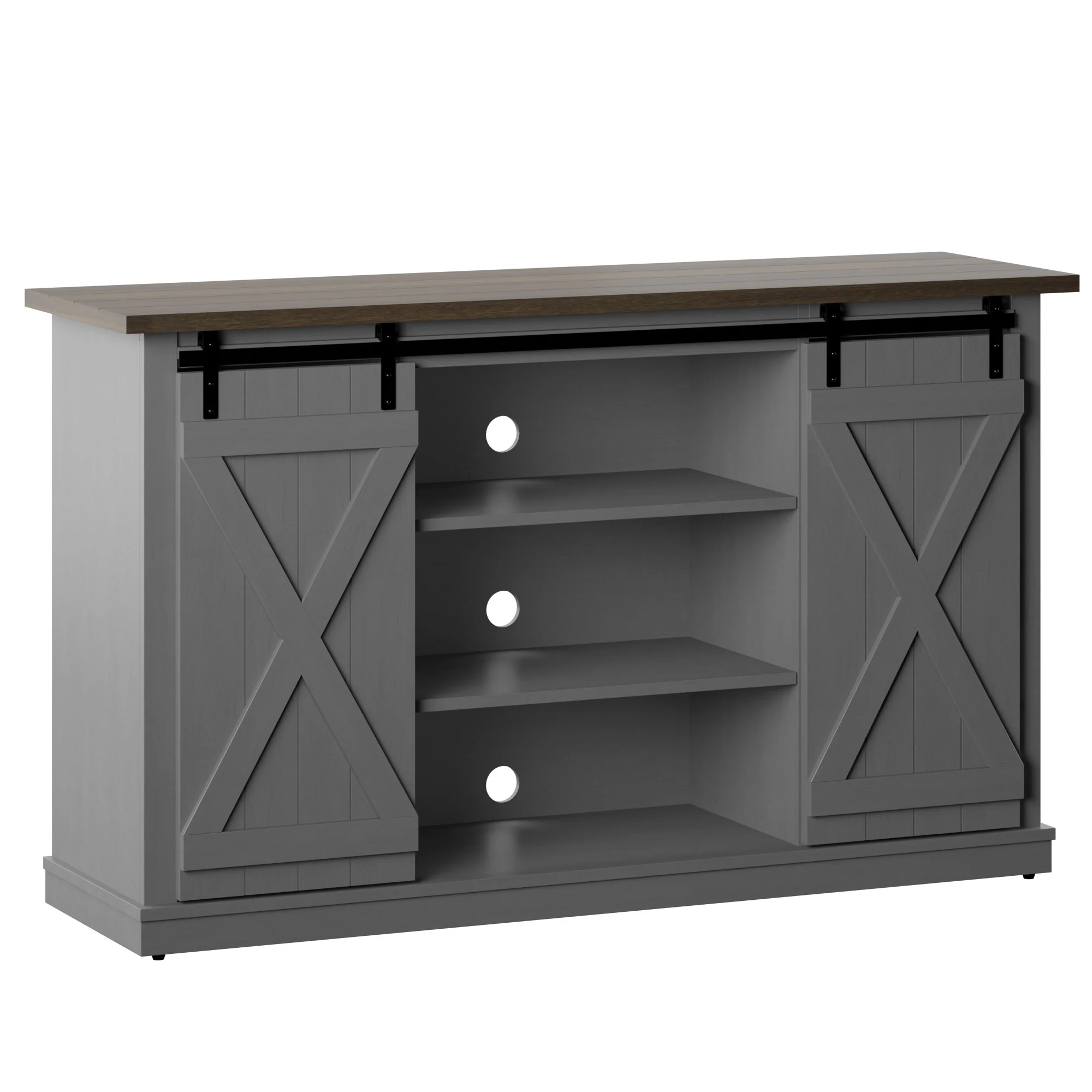 Farmhouse Sliding Barn Doors Cottonwood 54' TV Stand Media Console - Image 24