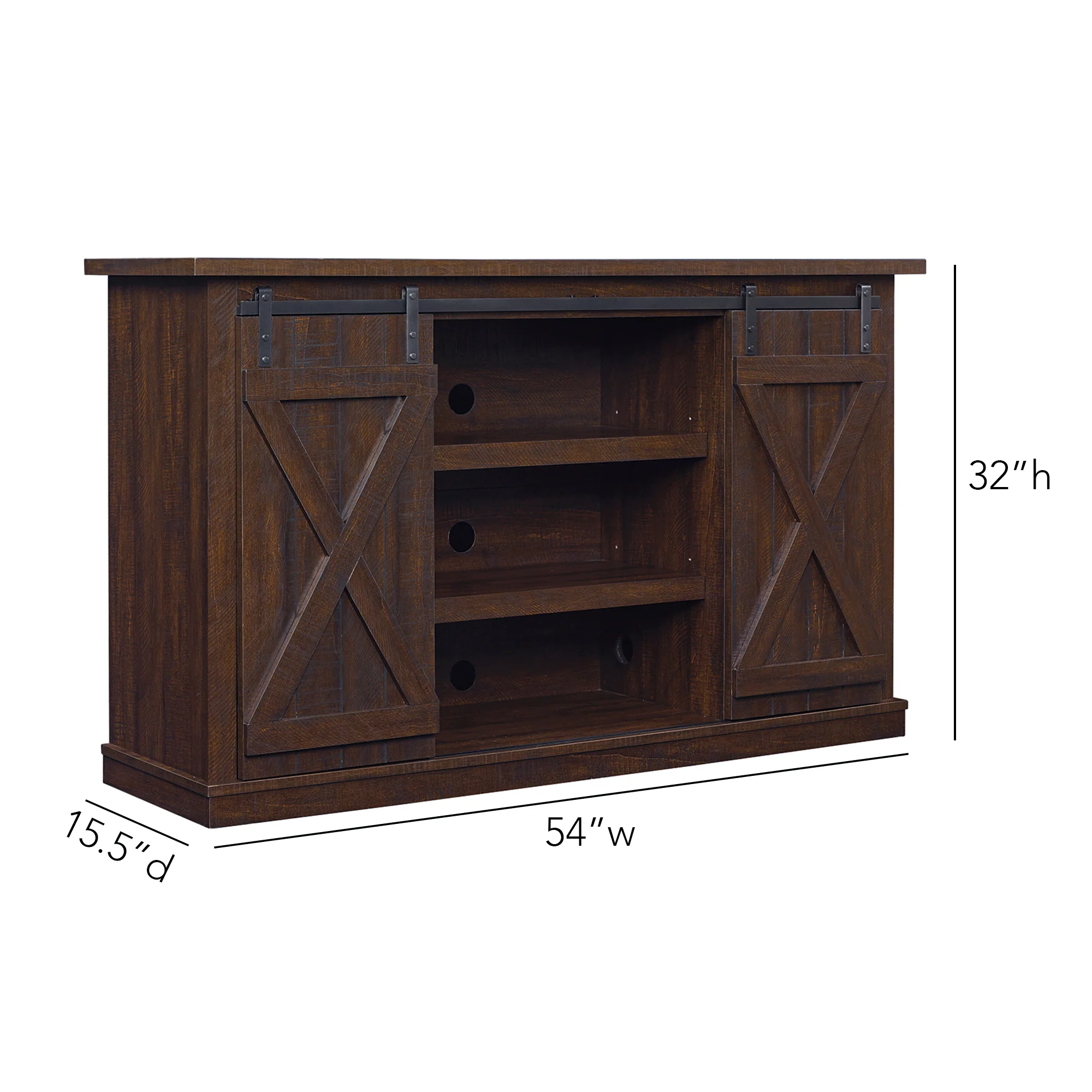 Farmhouse Sliding Barn Doors Cottonwood 54' TV Stand Media Console - Image 26