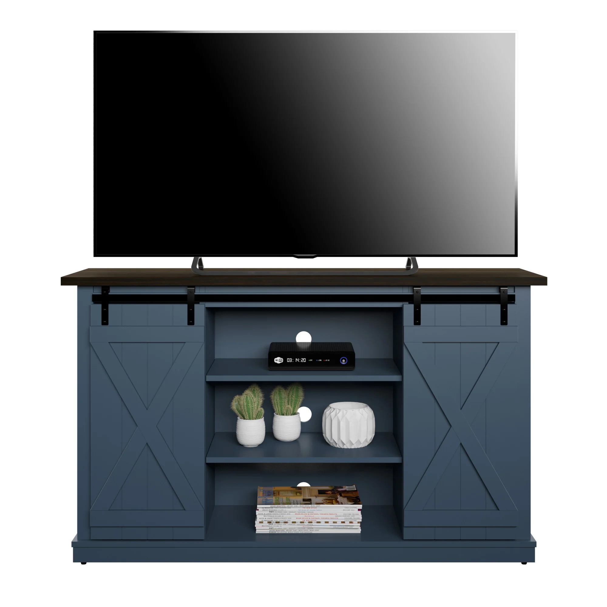Farmhouse Sliding Barn Doors Cottonwood 54' TV Stand Media Console - Image 27