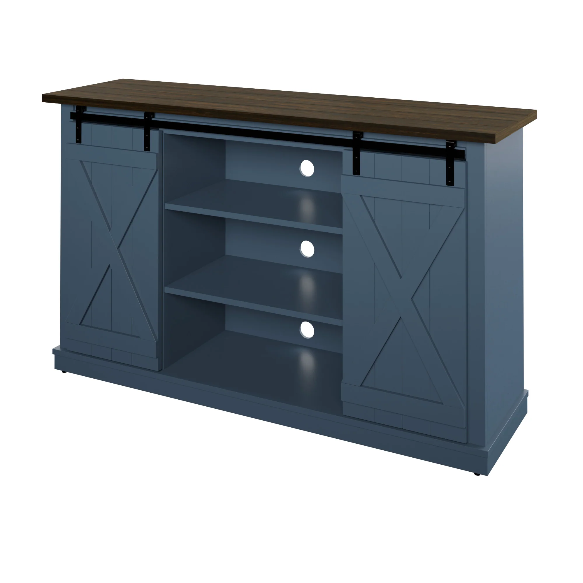 Farmhouse Sliding Barn Doors Cottonwood 54' TV Stand Media Console - Image 28
