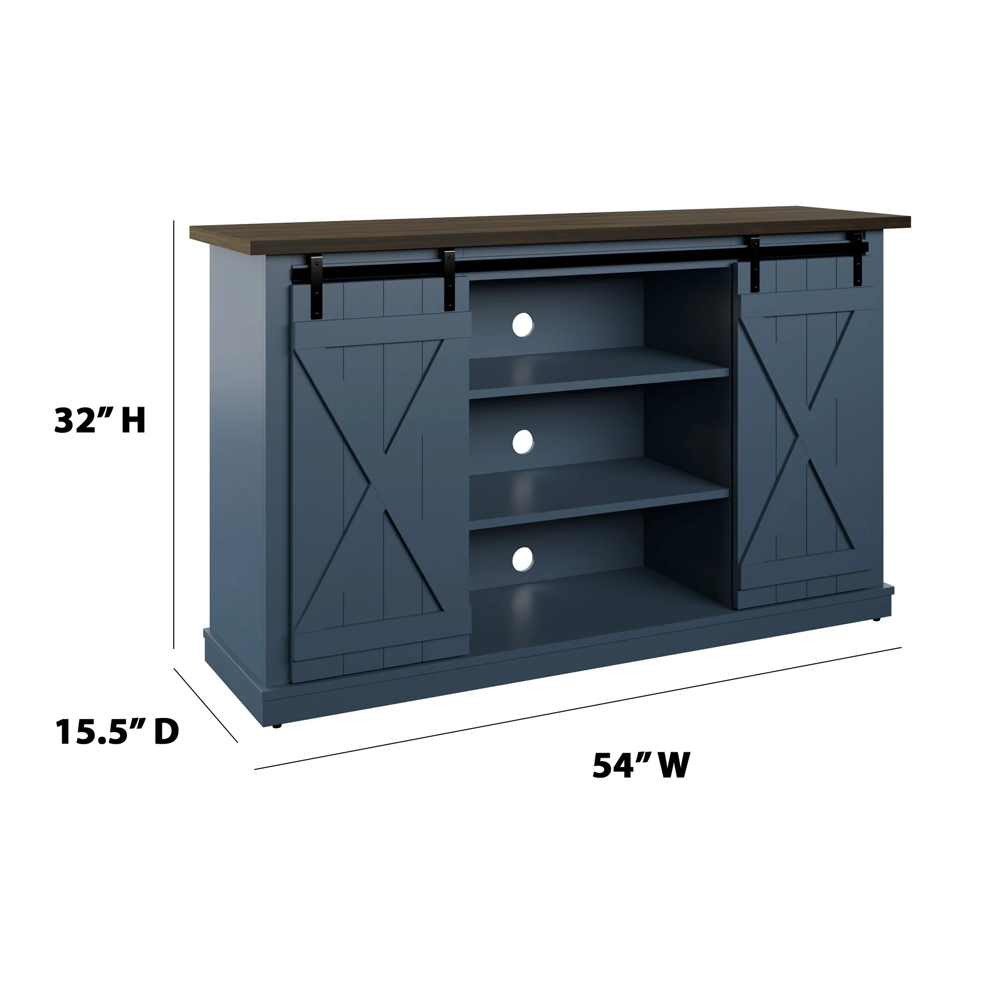 Farmhouse Sliding Barn Doors Cottonwood 54' TV Stand Media Console - Image 29