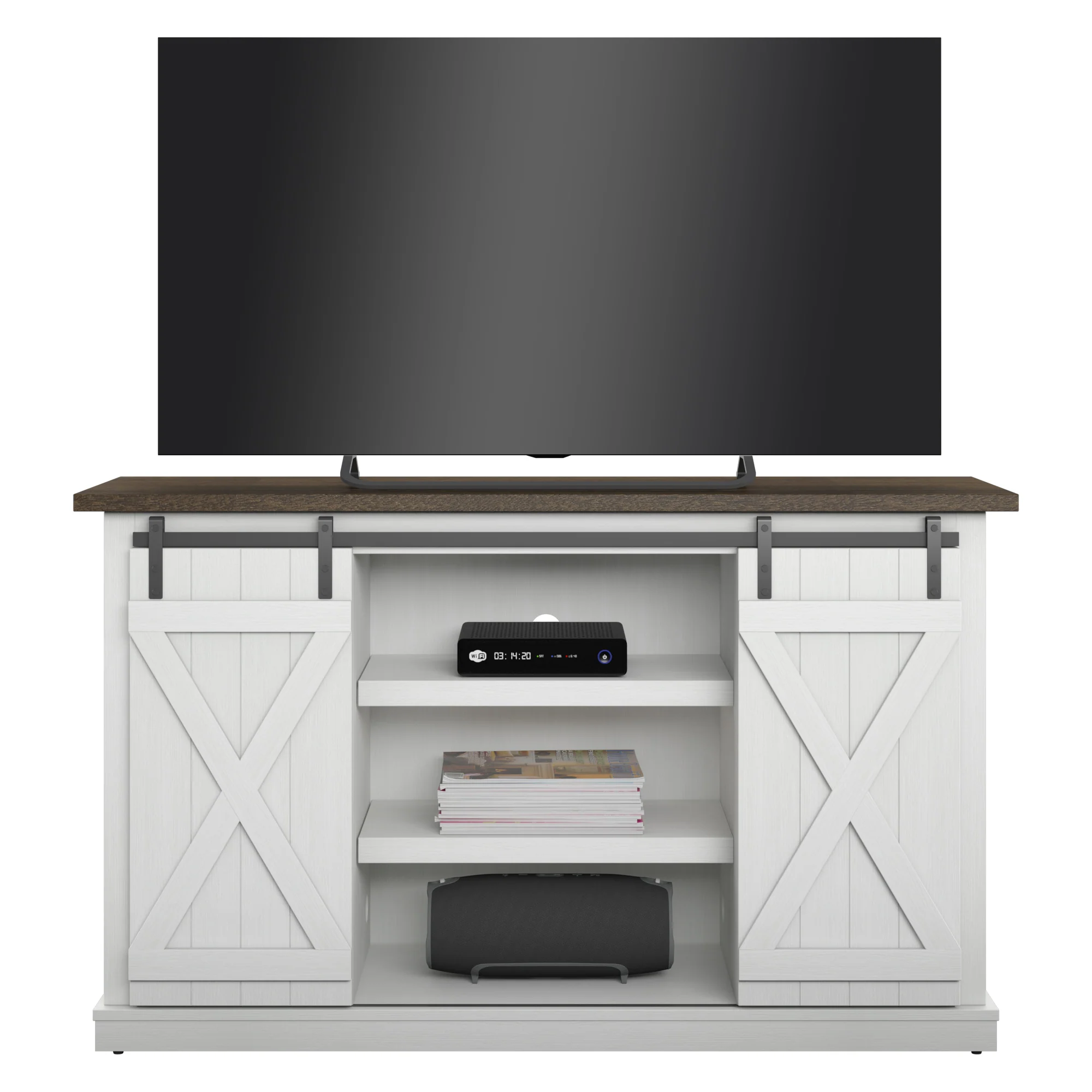 Farmhouse Sliding Barn Doors Cottonwood 54' TV Stand Media Console - Image 34