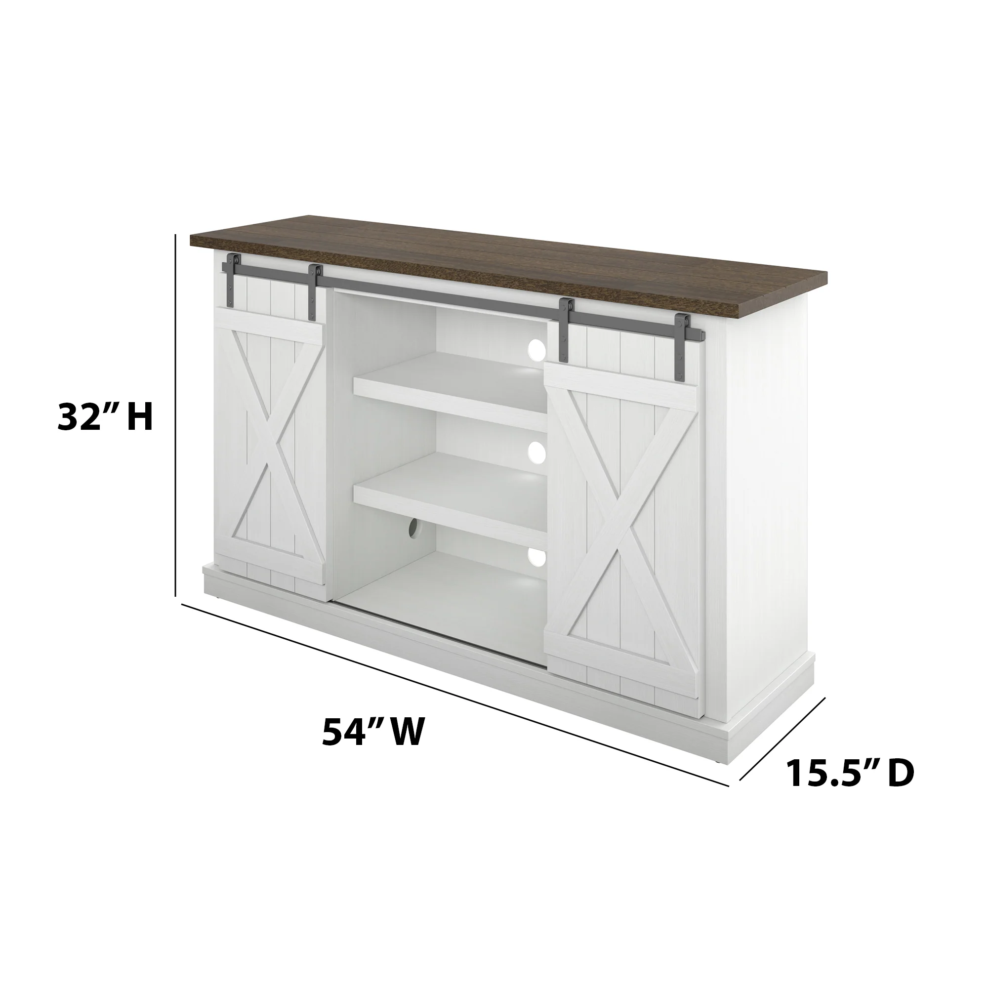 Farmhouse Sliding Barn Doors Cottonwood 54' TV Stand Media Console - Image 39