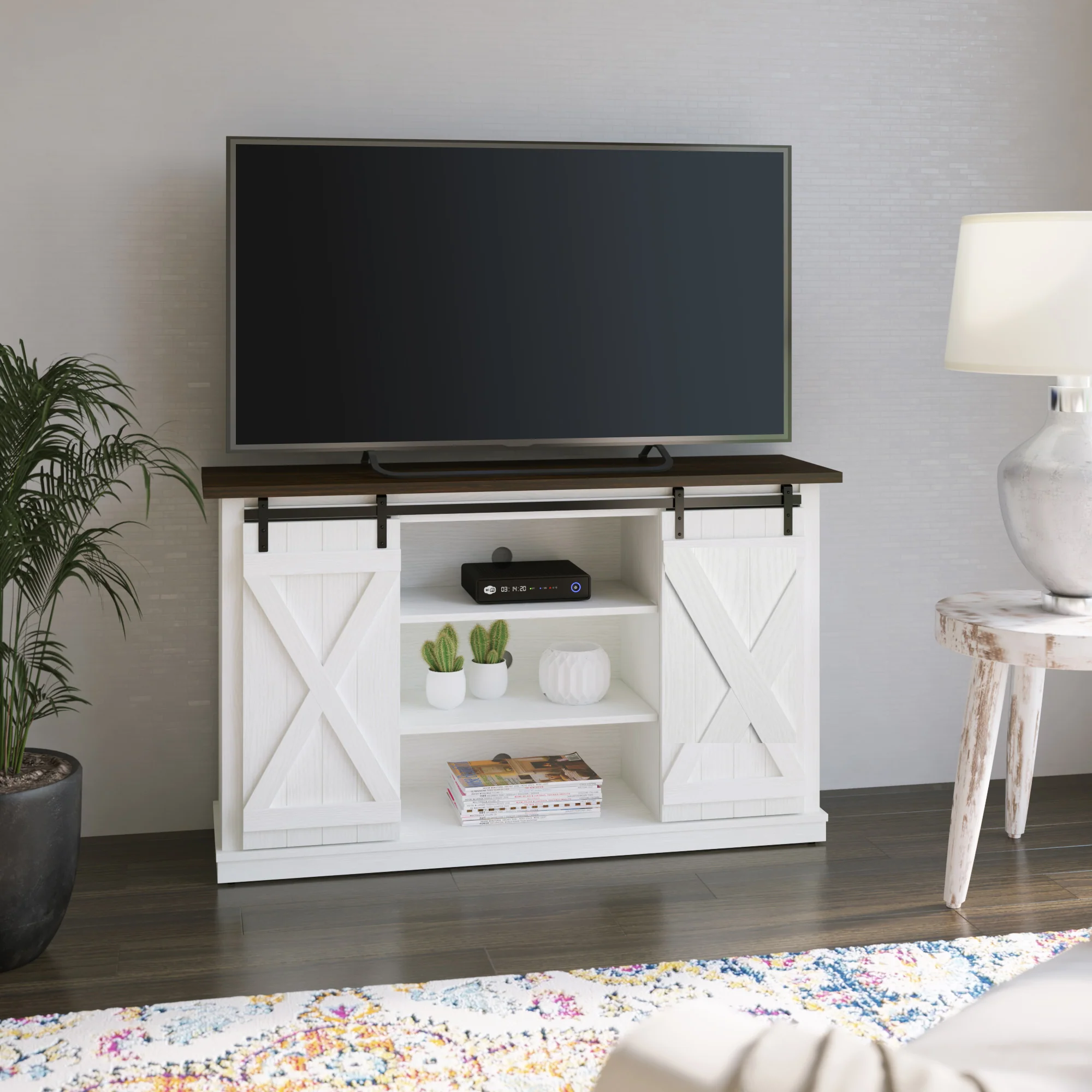 Farmhouse Sliding Barn Doors Cottonwood 54' TV Stand Media Console - Image 5